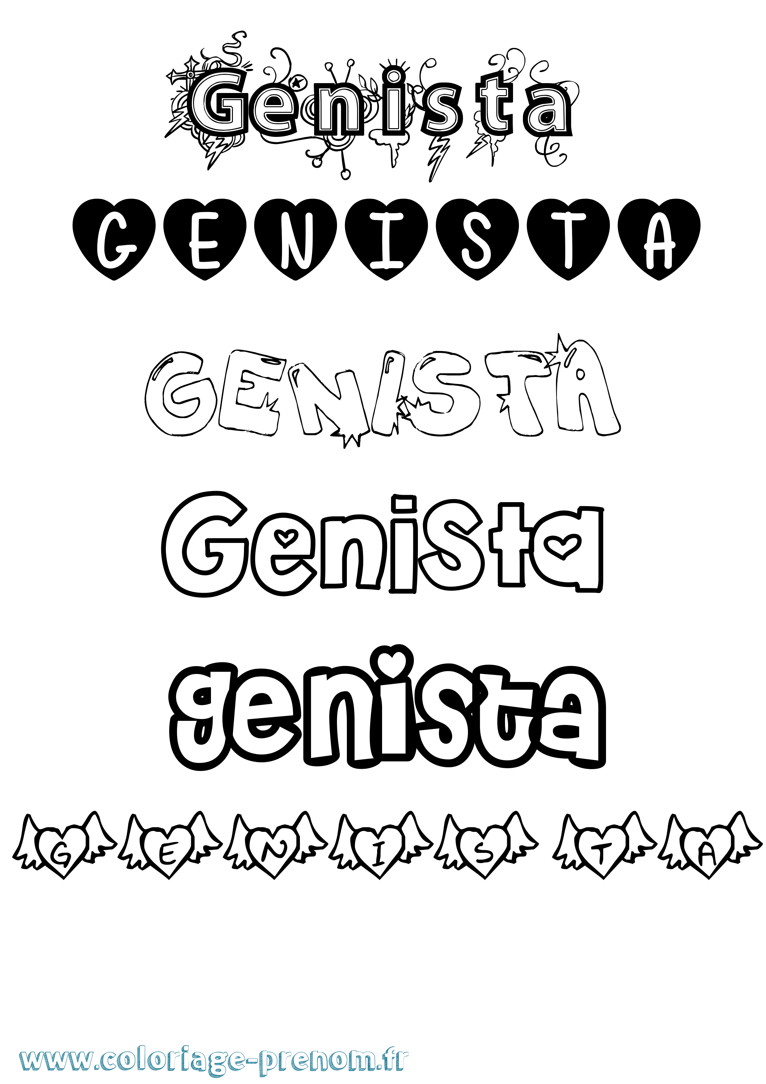 Coloriage Genista Girly Coloriage prénom Genista Girly