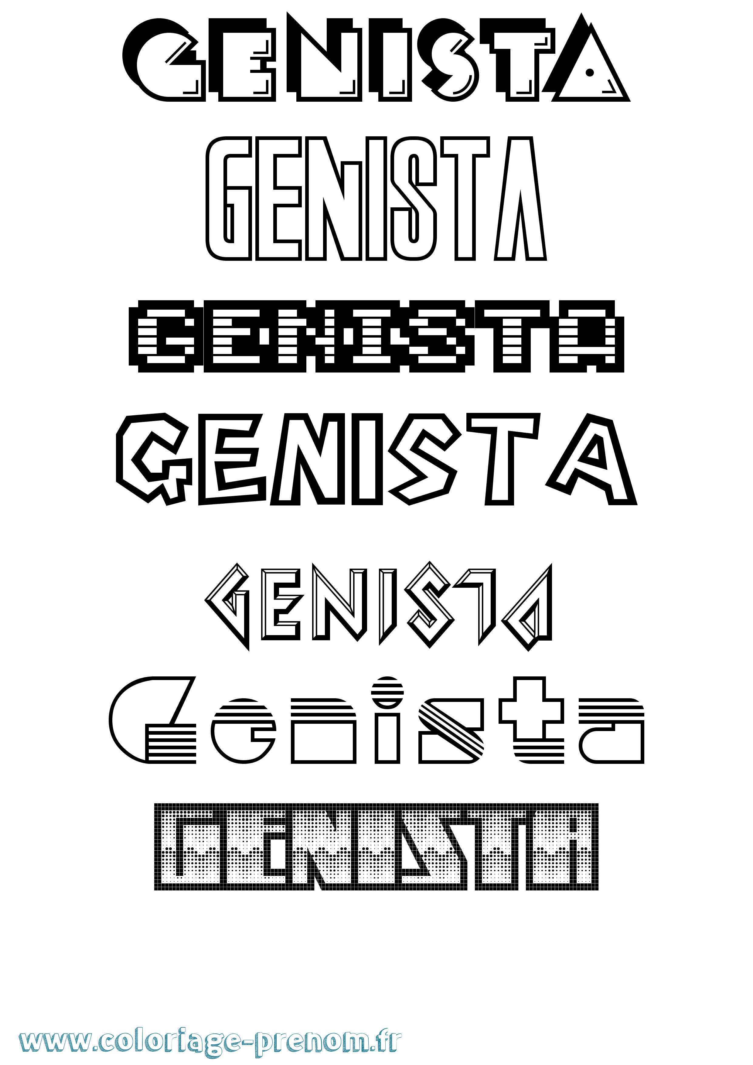 Coloriage Genista Jeux Vidéos Coloriage prénom Genista Jeux Vidéos