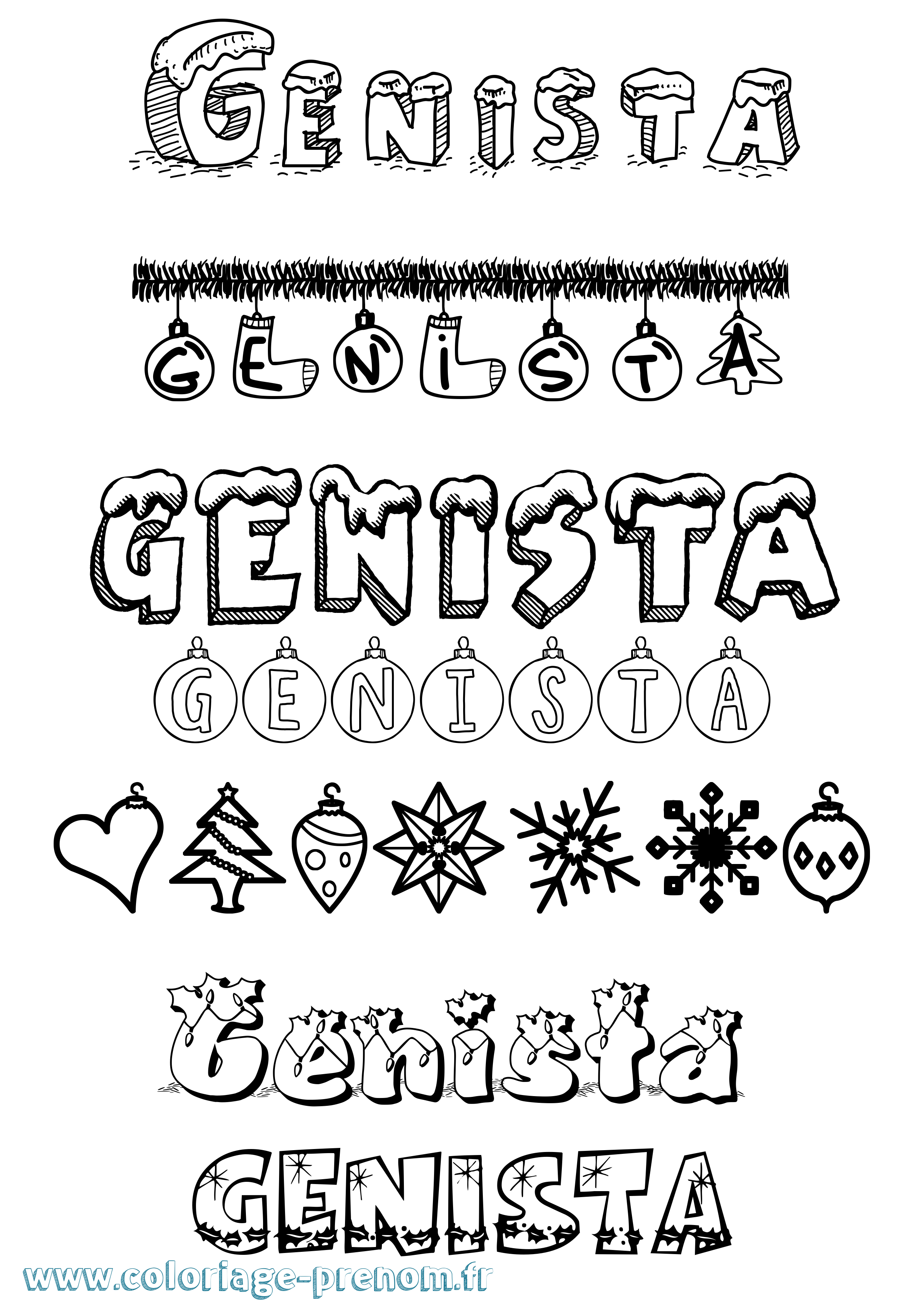 Coloriage Genista Noël Coloriage prénom Genista Noël