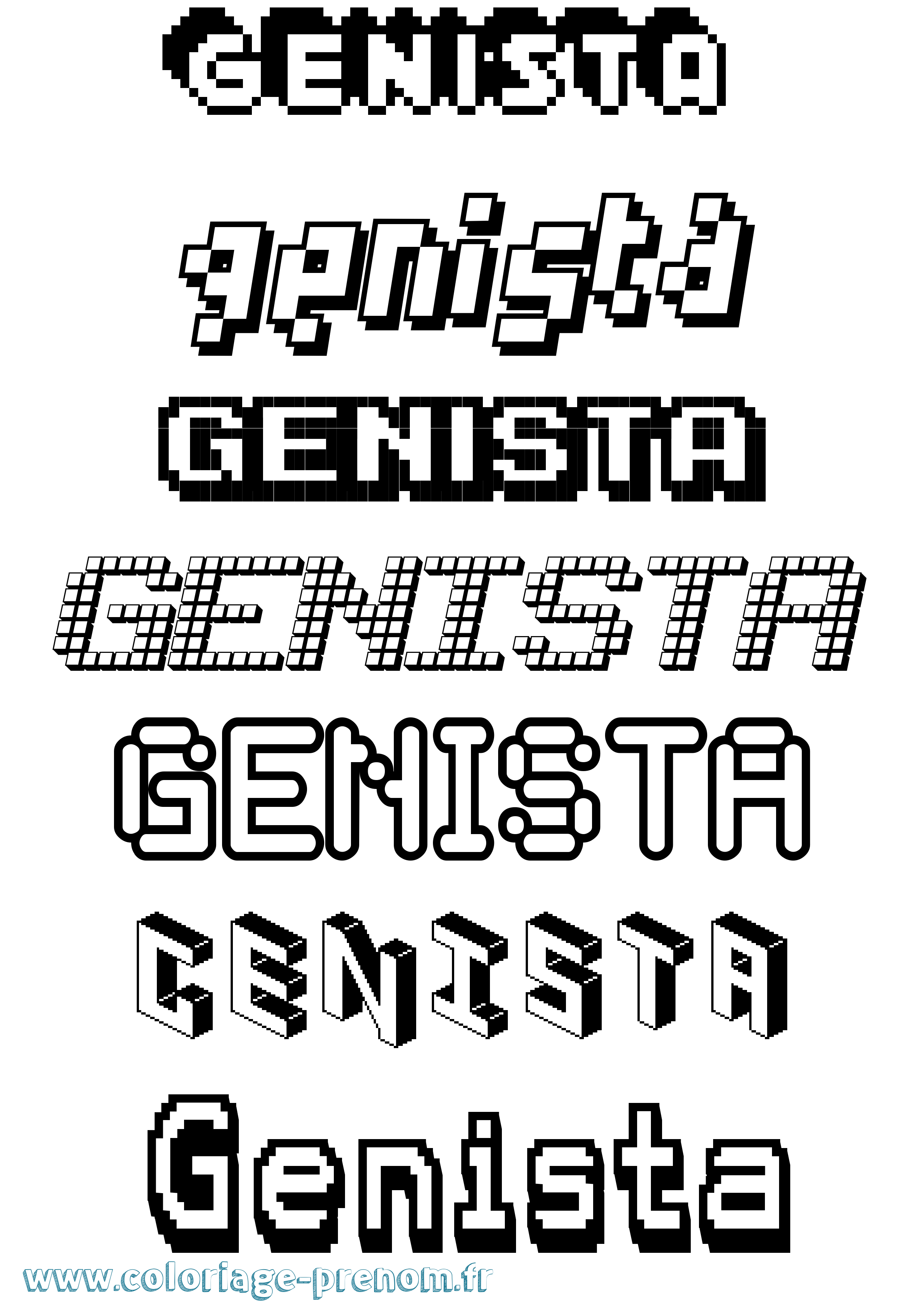 Coloriage Genista Pixel Coloriage prénom Genista Pixel