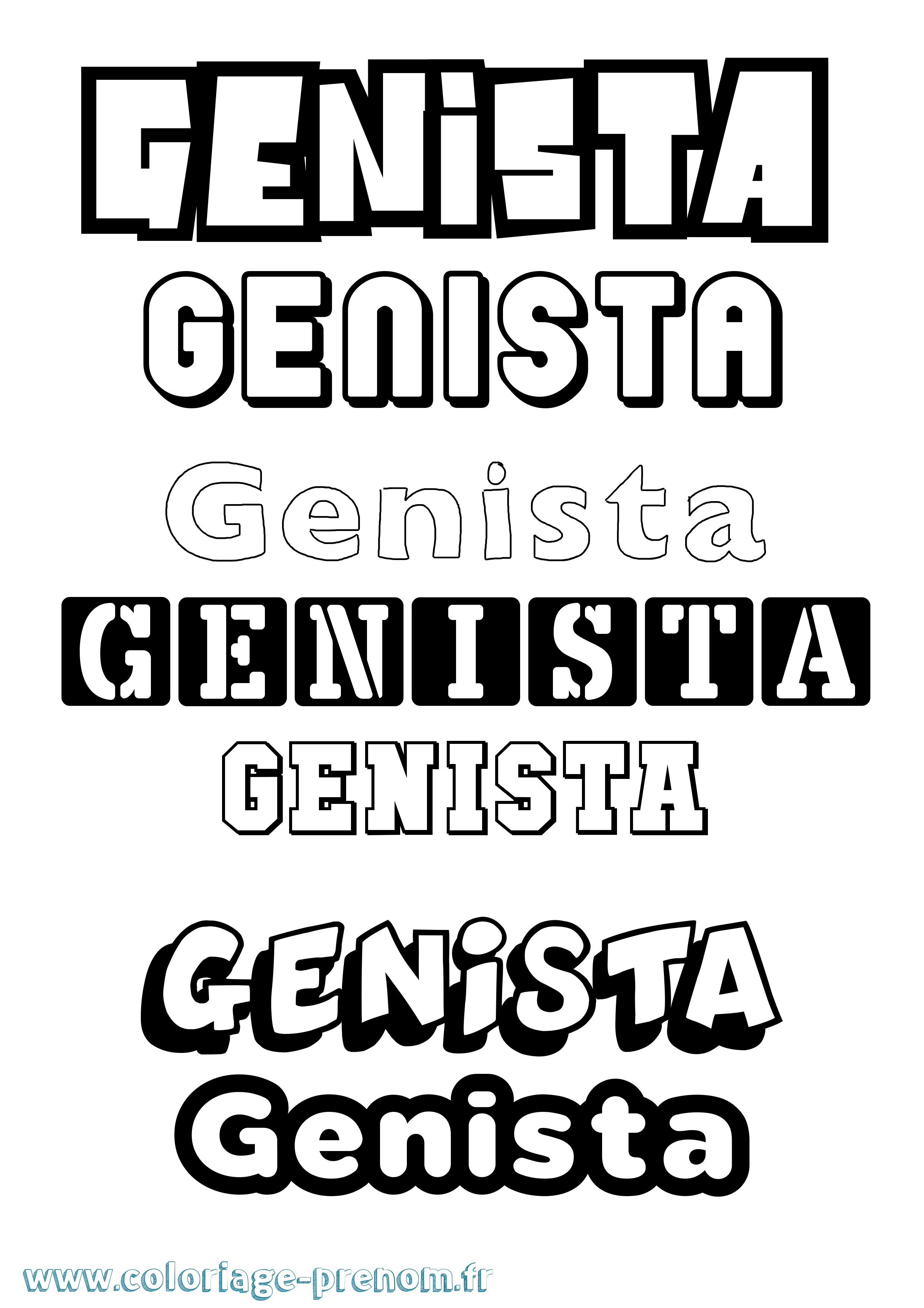 Coloriage Genista Simple Coloriage prénom Genista Simple