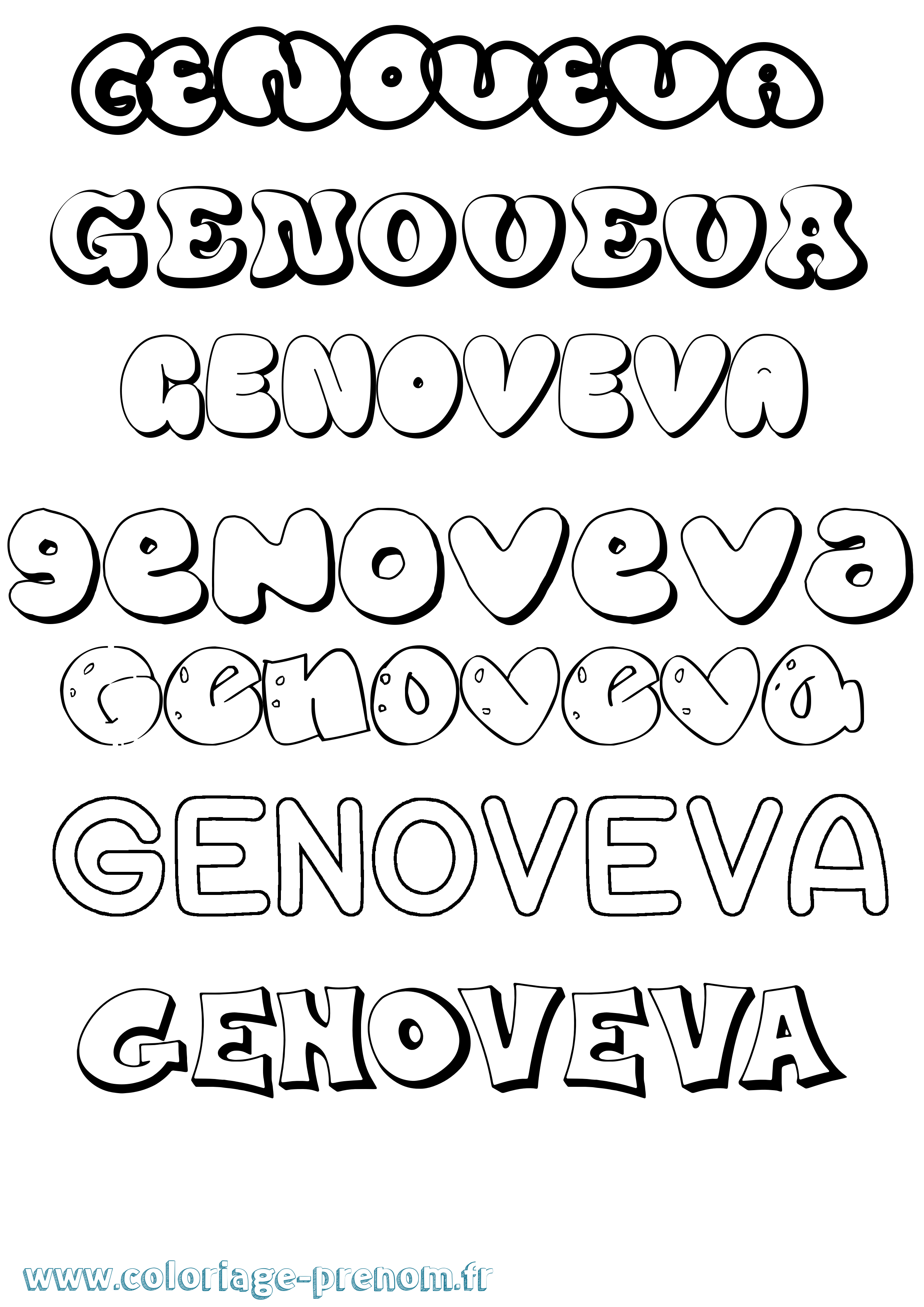 Coloriage Genoveva Bubble Coloriage prénom Genoveva Bubble
