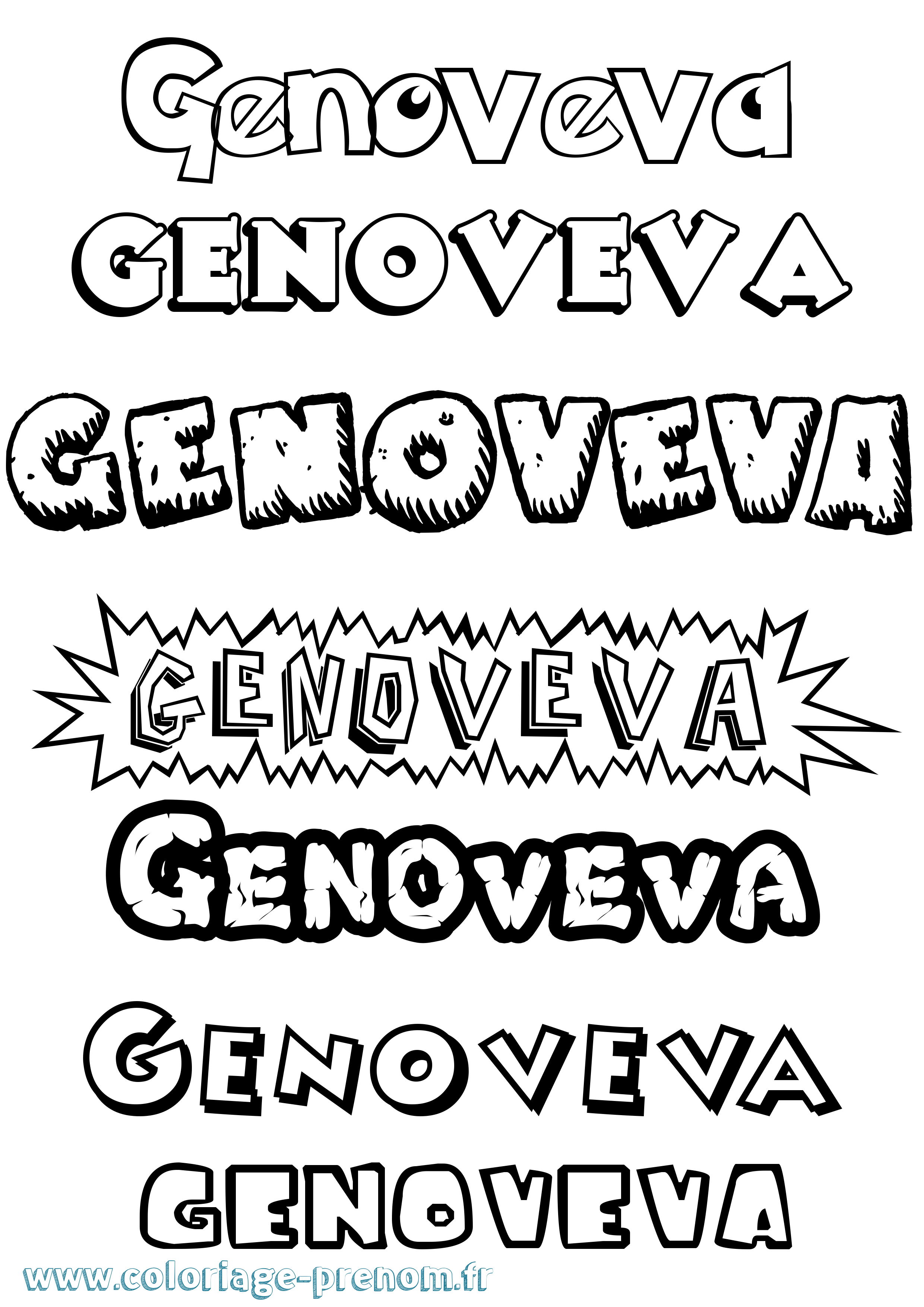Coloriage Genoveva Dessin Animé Coloriage prénom Genoveva Dessin Animé