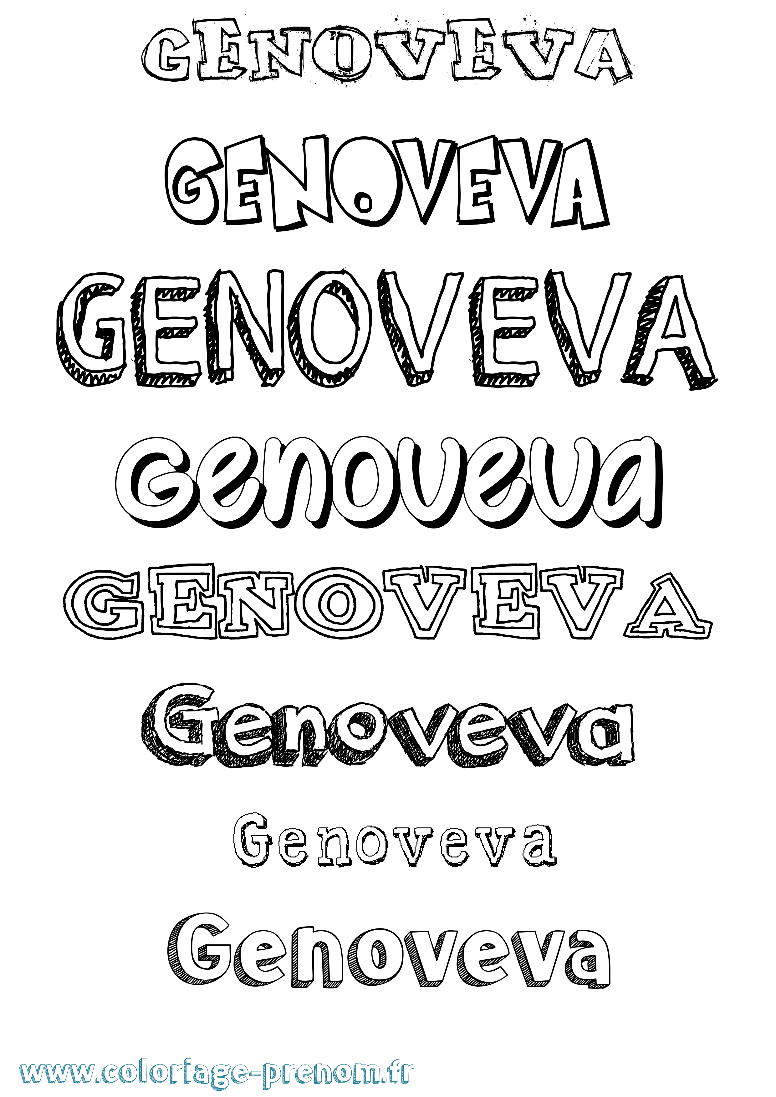 Coloriage Genoveva Dessiné Coloriage prénom Genoveva Dessiné