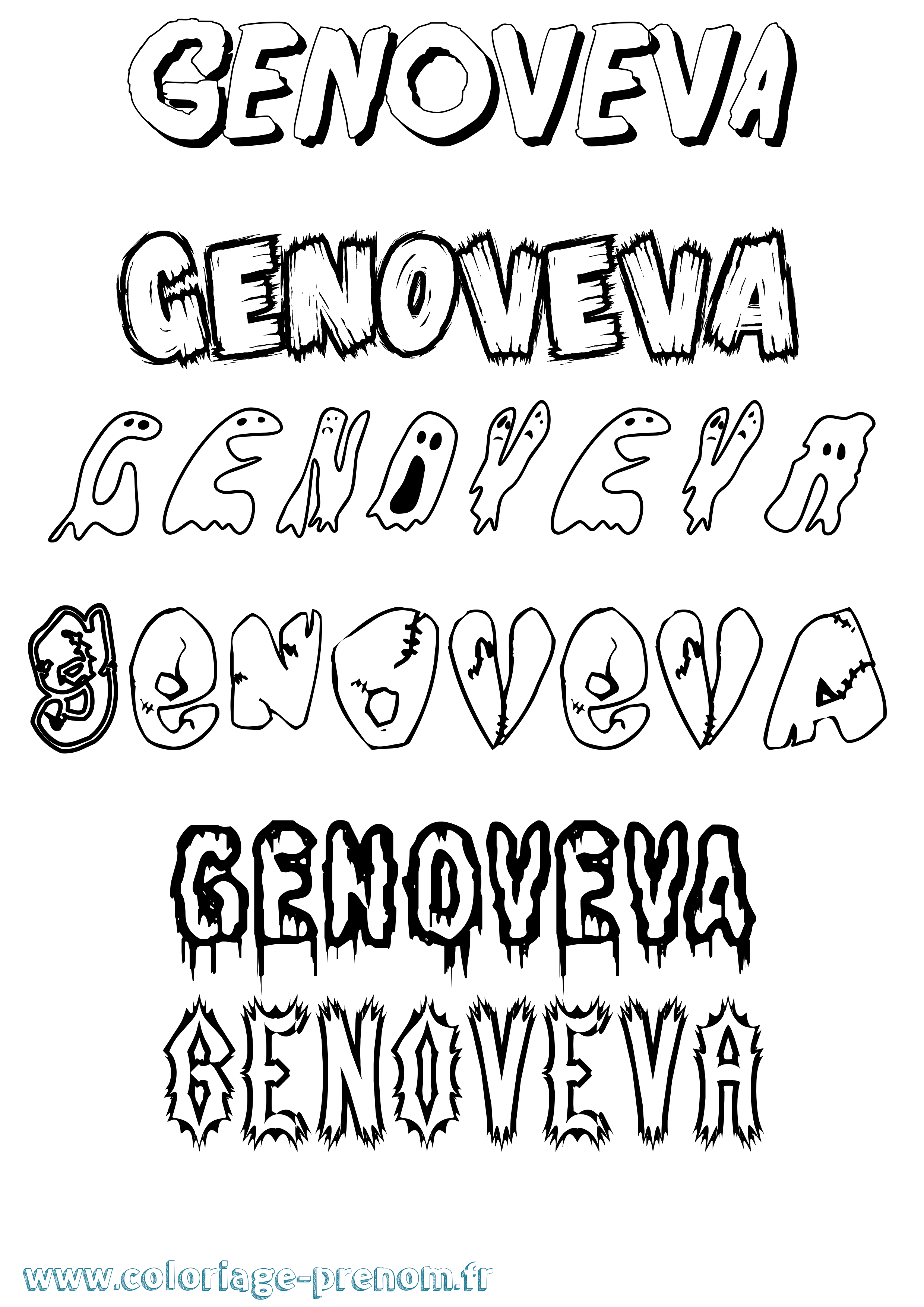 Coloriage Genoveva Frisson Coloriage prénom Genoveva Frisson