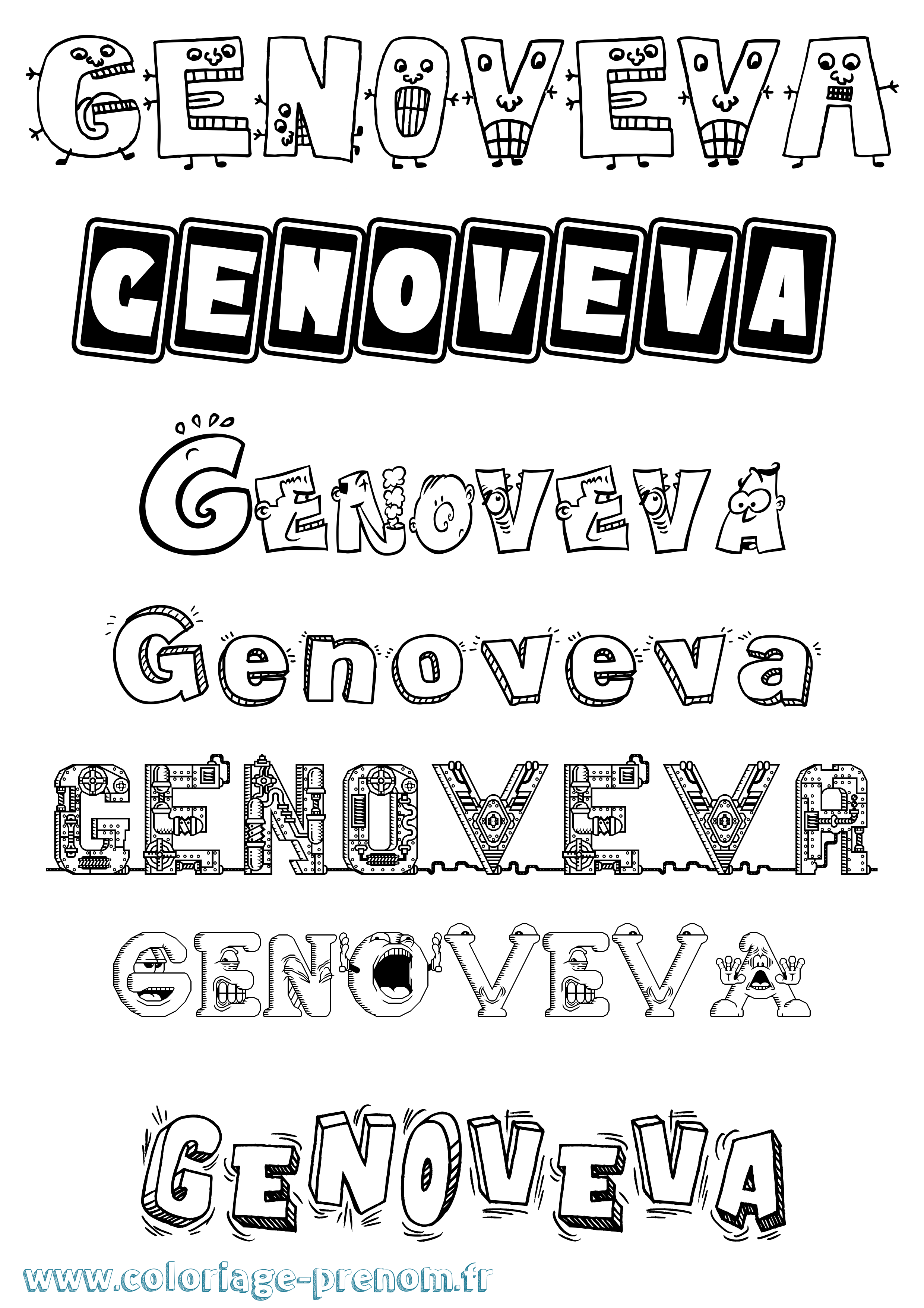 Coloriage Genoveva Fun Coloriage prénom Genoveva Fun