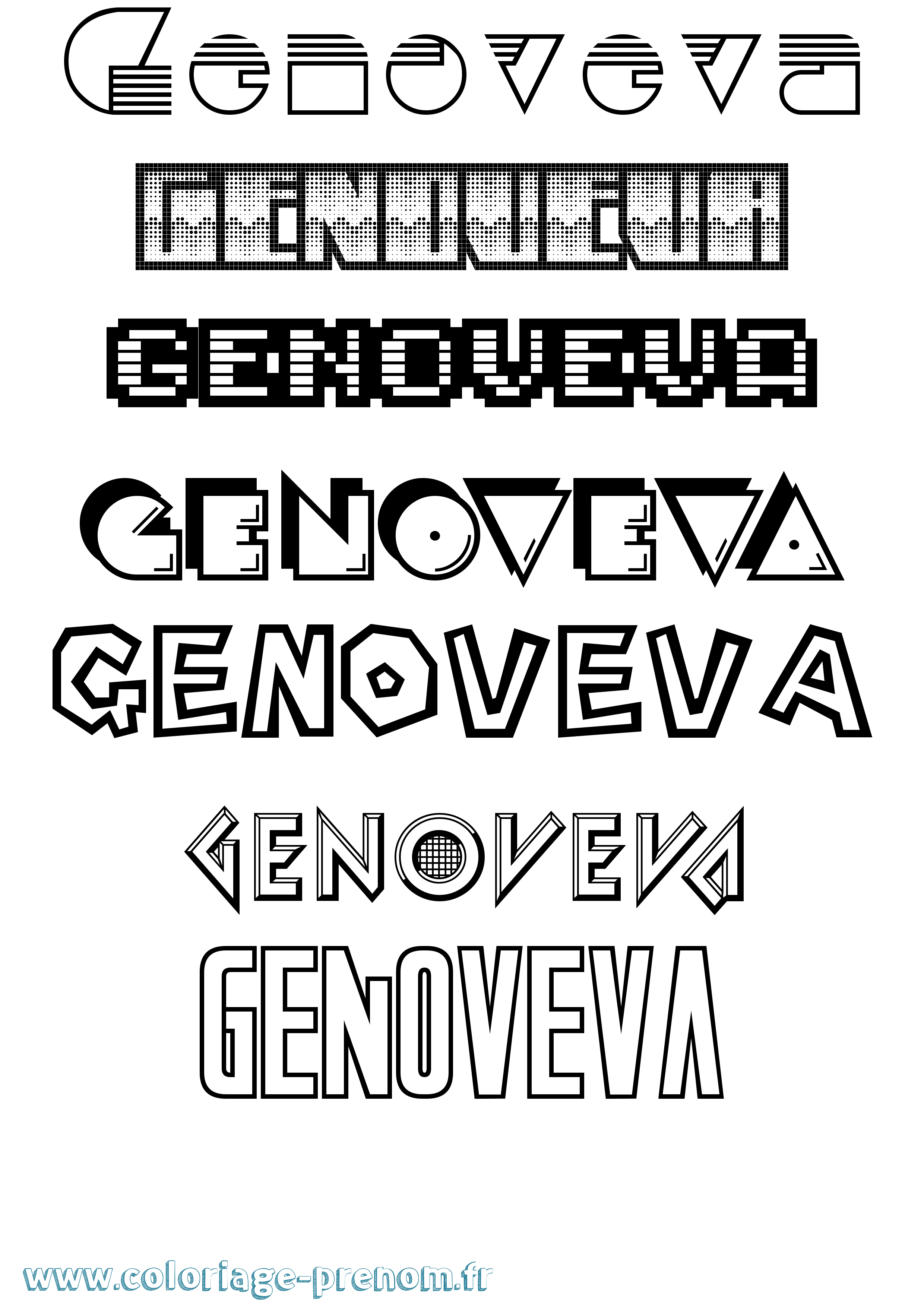 Coloriage Genoveva Jeux Vidéos Coloriage prénom Genoveva Jeux Vidéos