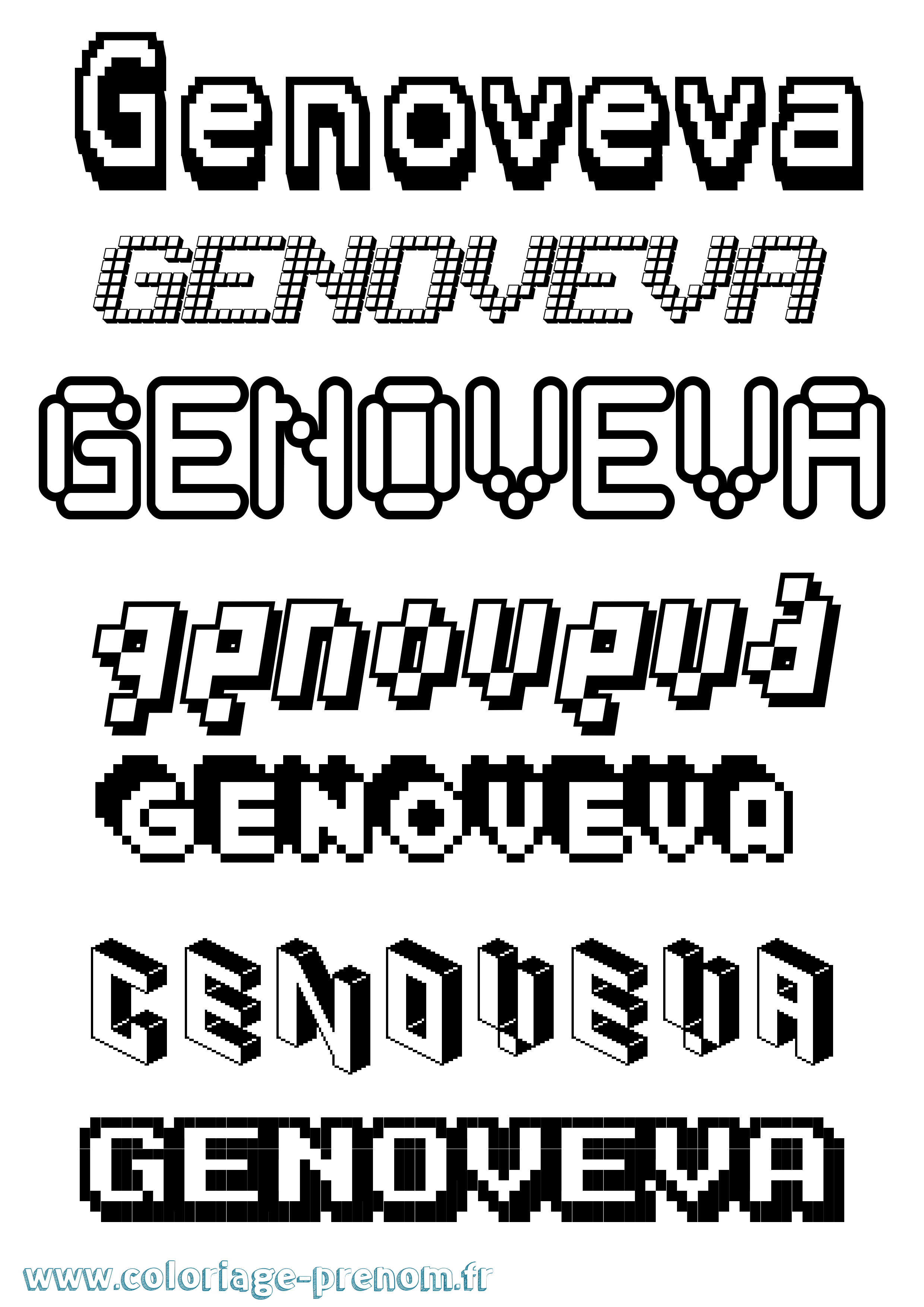 Coloriage Genoveva Pixel Coloriage prénom Genoveva Pixel