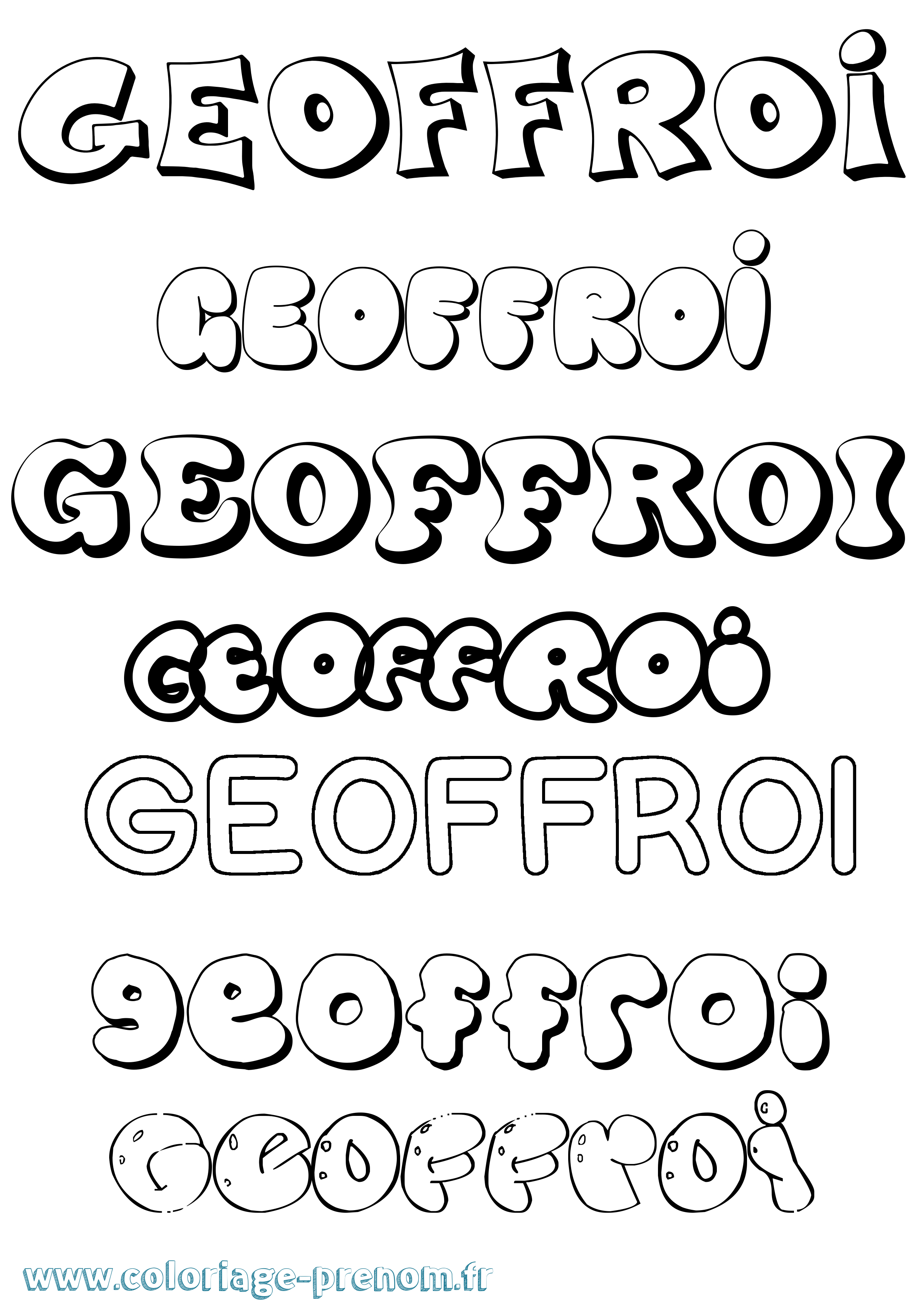 Coloriage Geoffroi Bubble Coloriage prénom Geoffroi Bubble