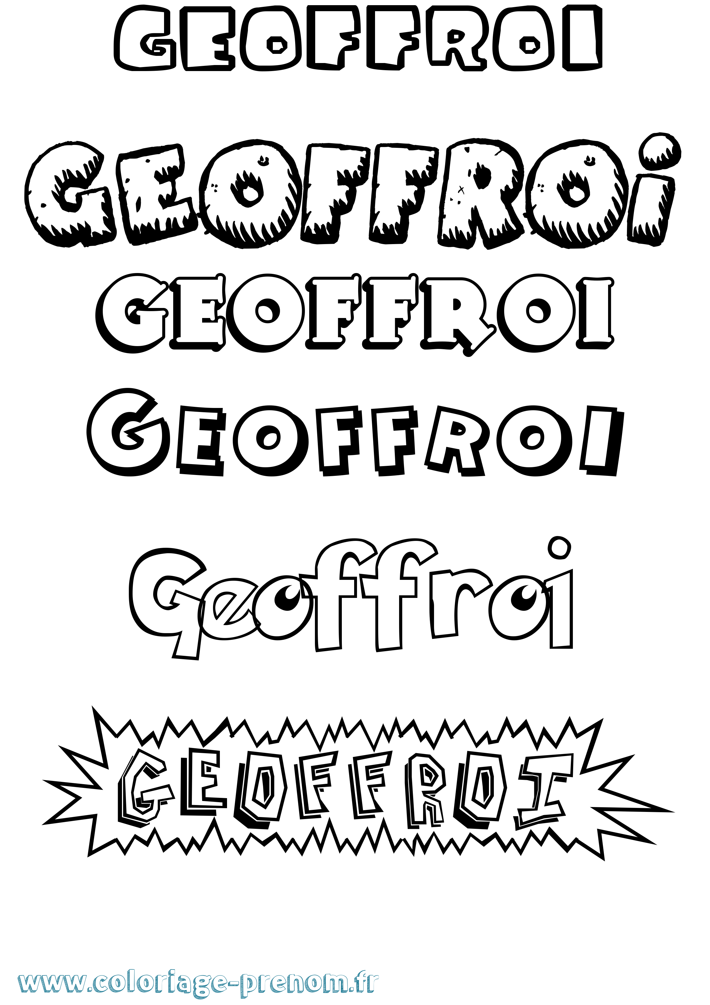 Coloriage Geoffroi Dessin Animé Coloriage prénom Geoffroi Dessin Animé