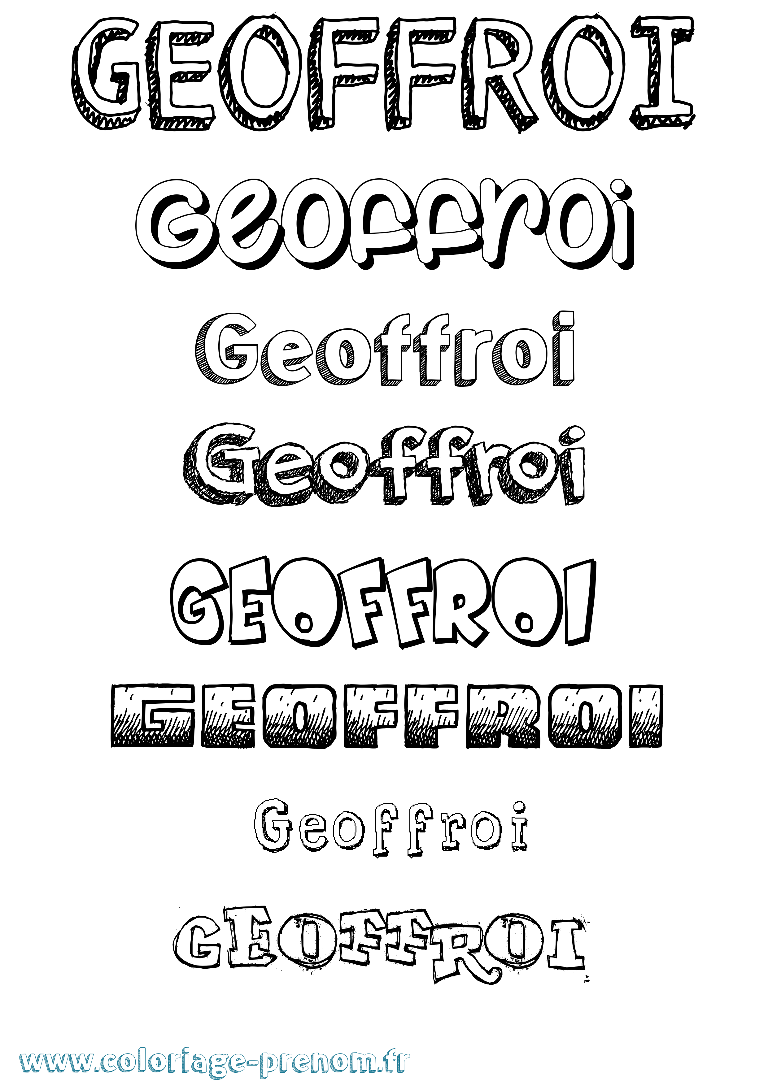 Coloriage Geoffroi Dessiné Coloriage prénom Geoffroi Dessiné