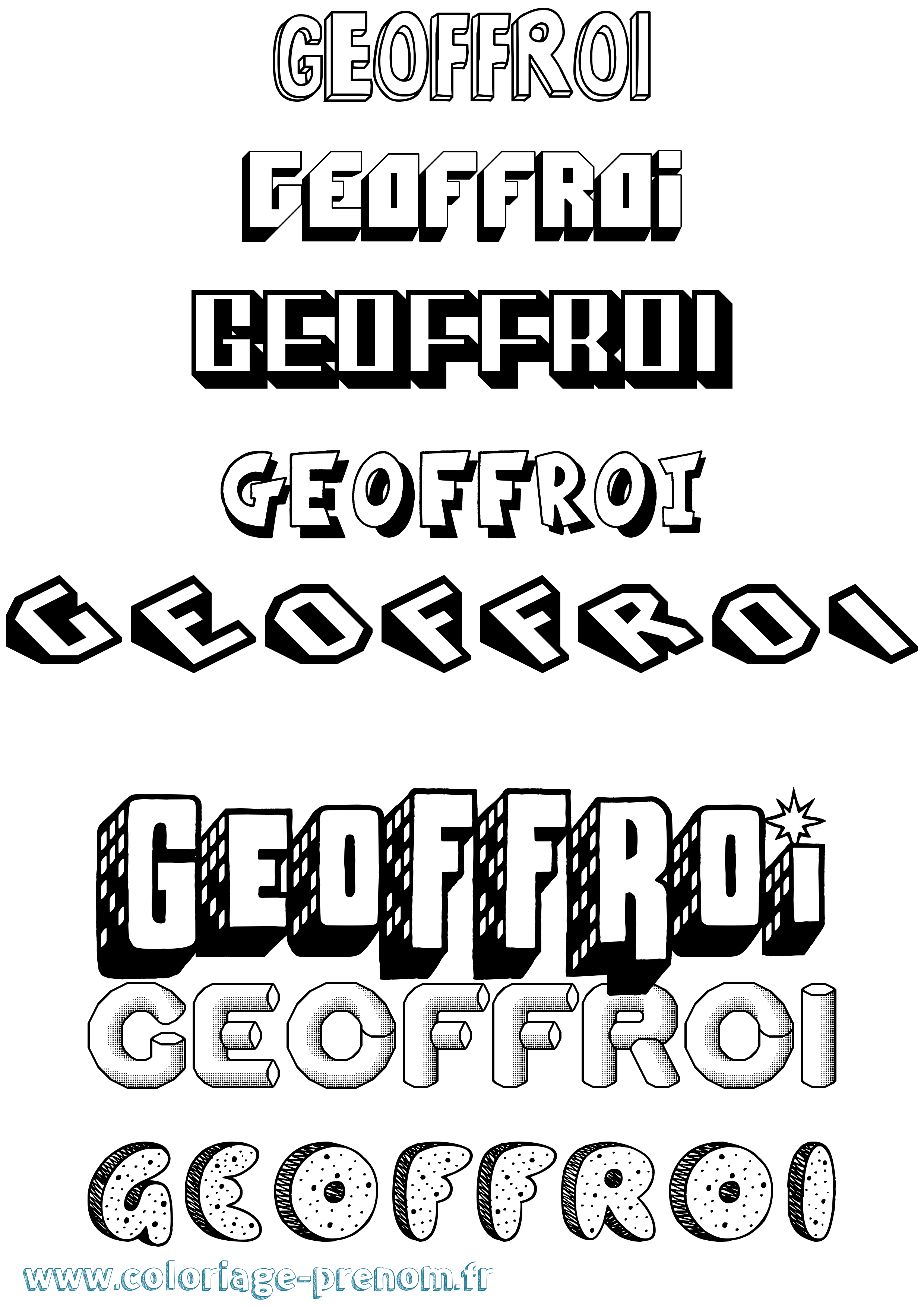 Coloriage Geoffroi Effet 3D Coloriage prénom Geoffroi Effet 3D