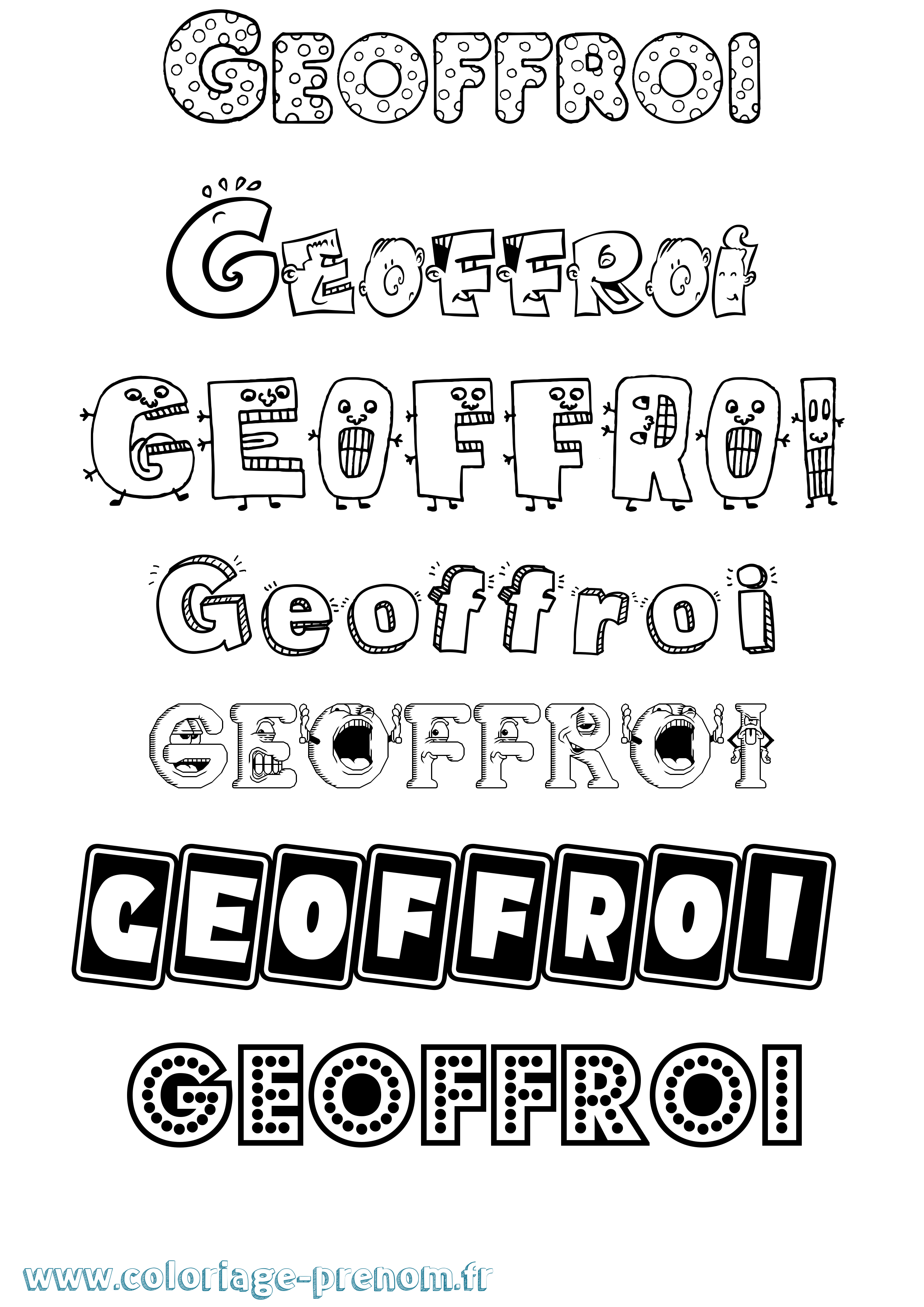 Coloriage Geoffroi Fun Coloriage prénom Geoffroi Fun