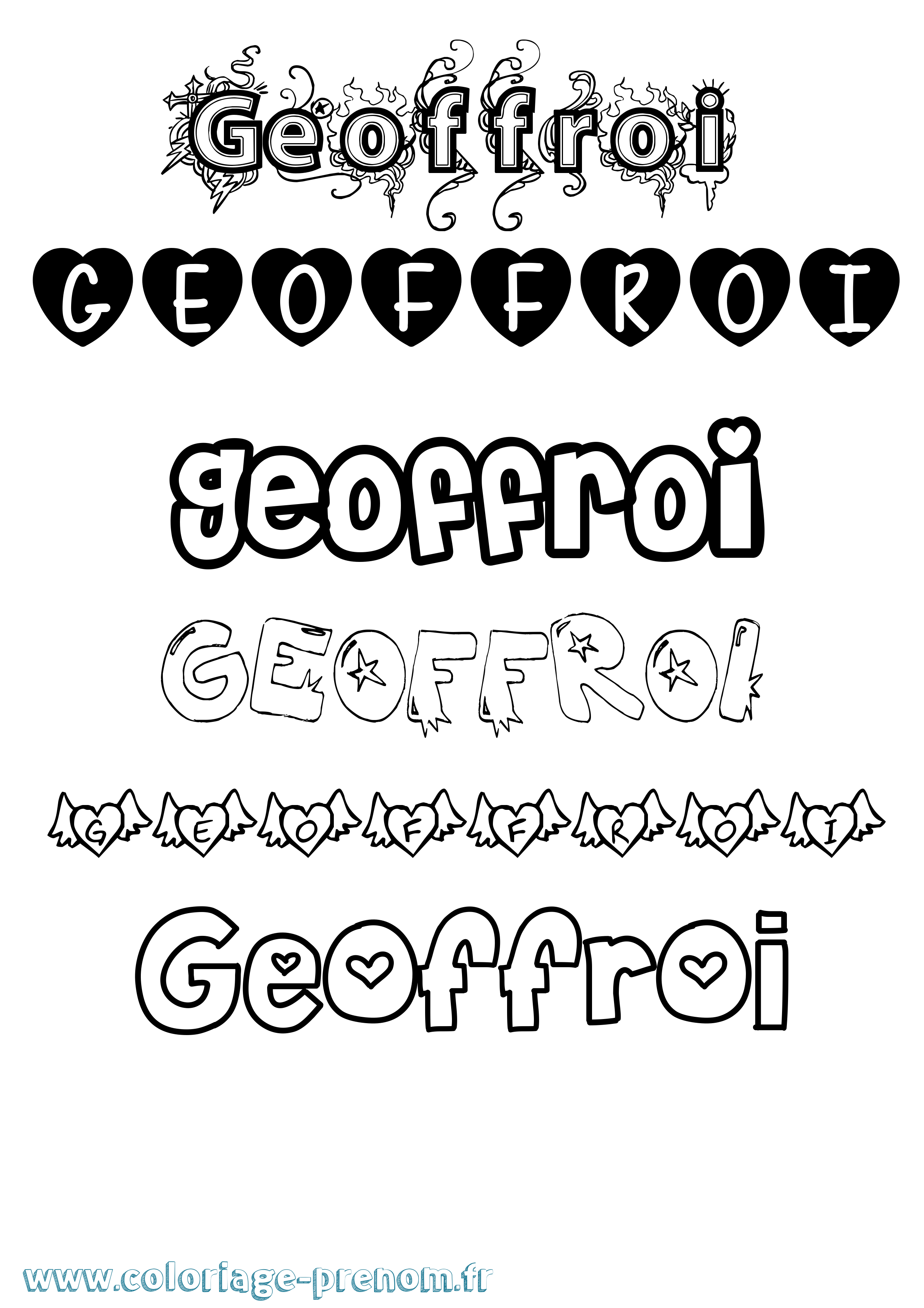 Coloriage Geoffroi Girly Coloriage prénom Geoffroi Girly