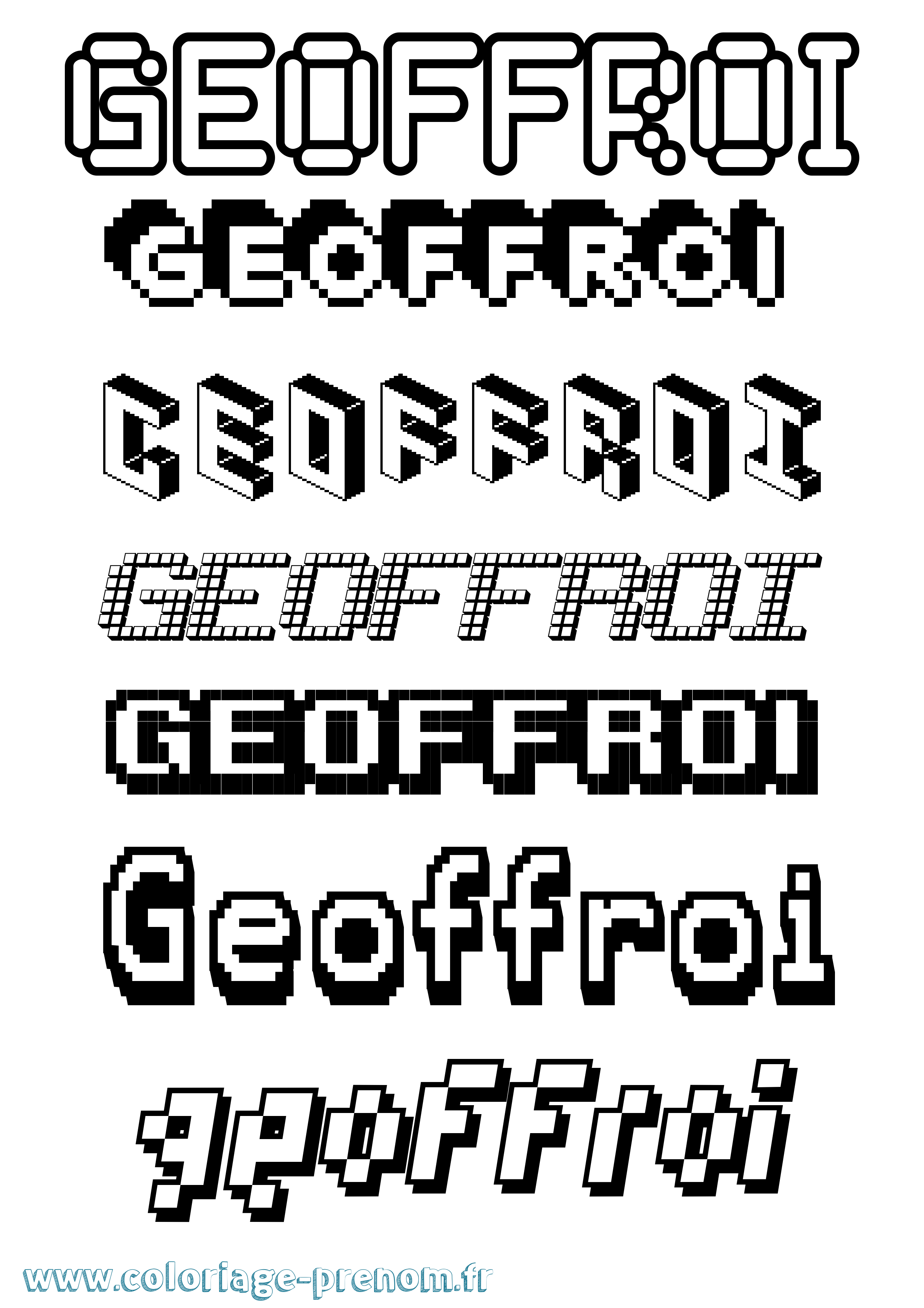 Coloriage Geoffroi Pixel Coloriage prénom Geoffroi Pixel