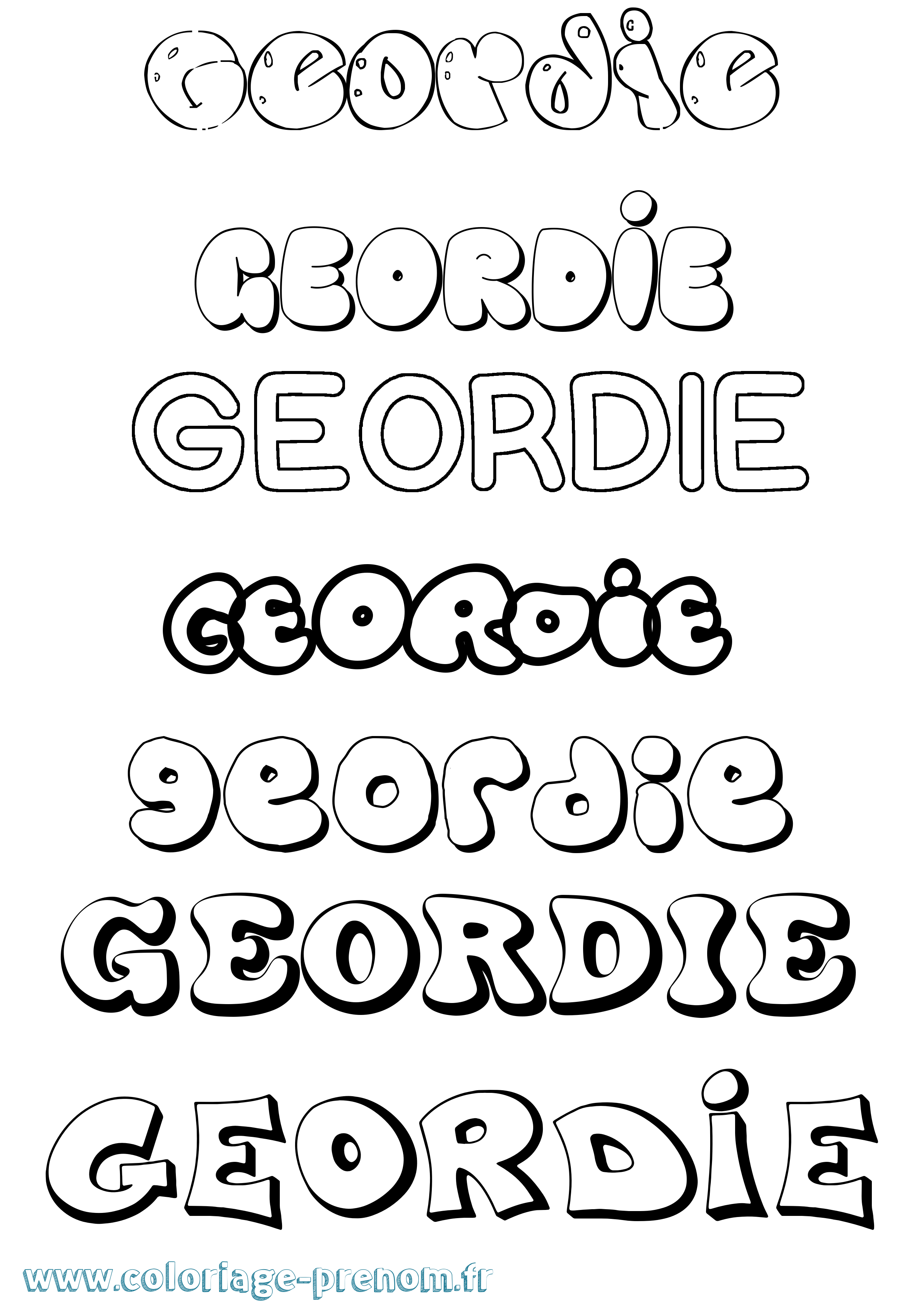 Coloriage Geordie Bubble Coloriage prénom Geordie Bubble