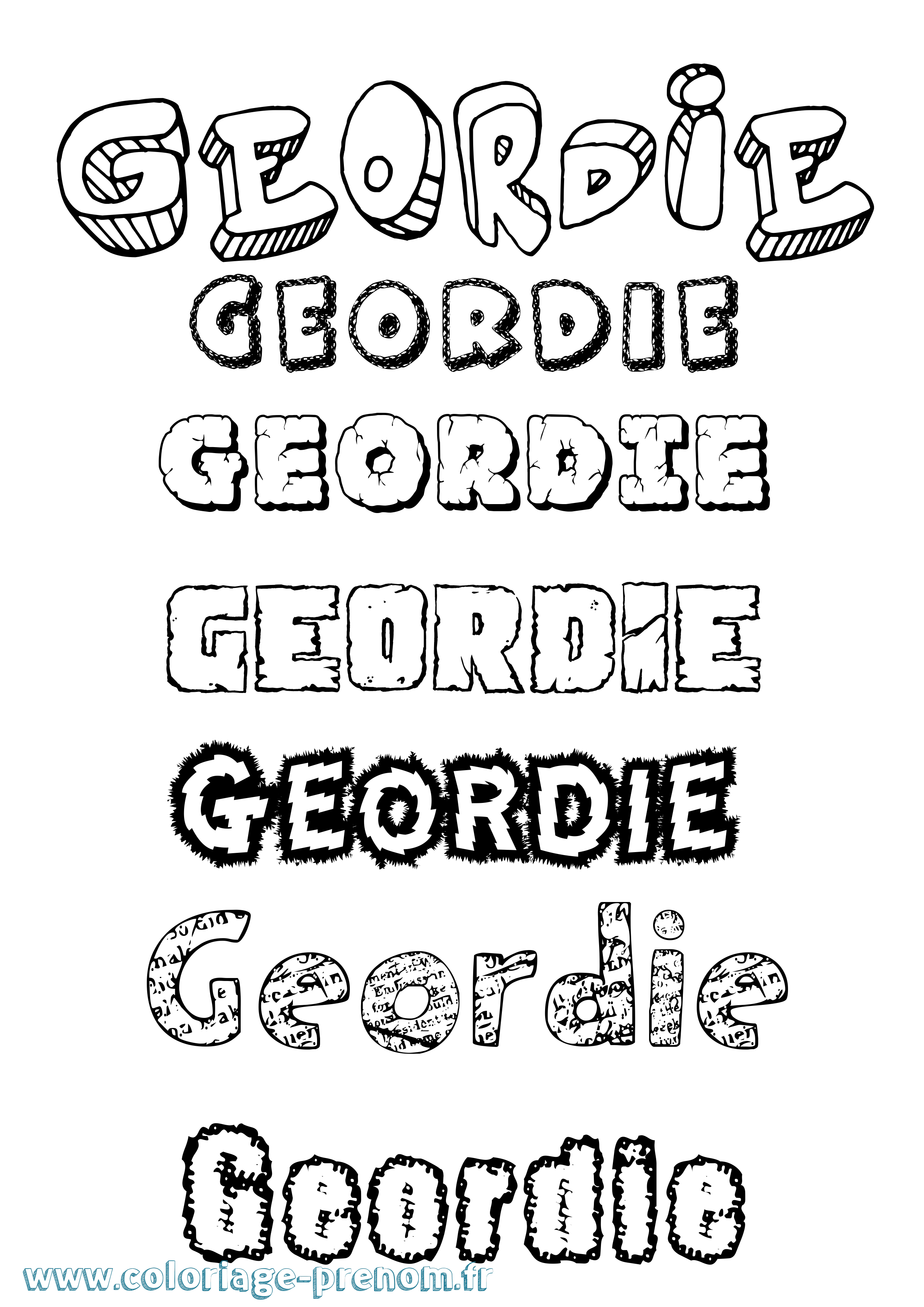 Coloriage Geordie Destructuré Coloriage prénom Geordie Destructuré