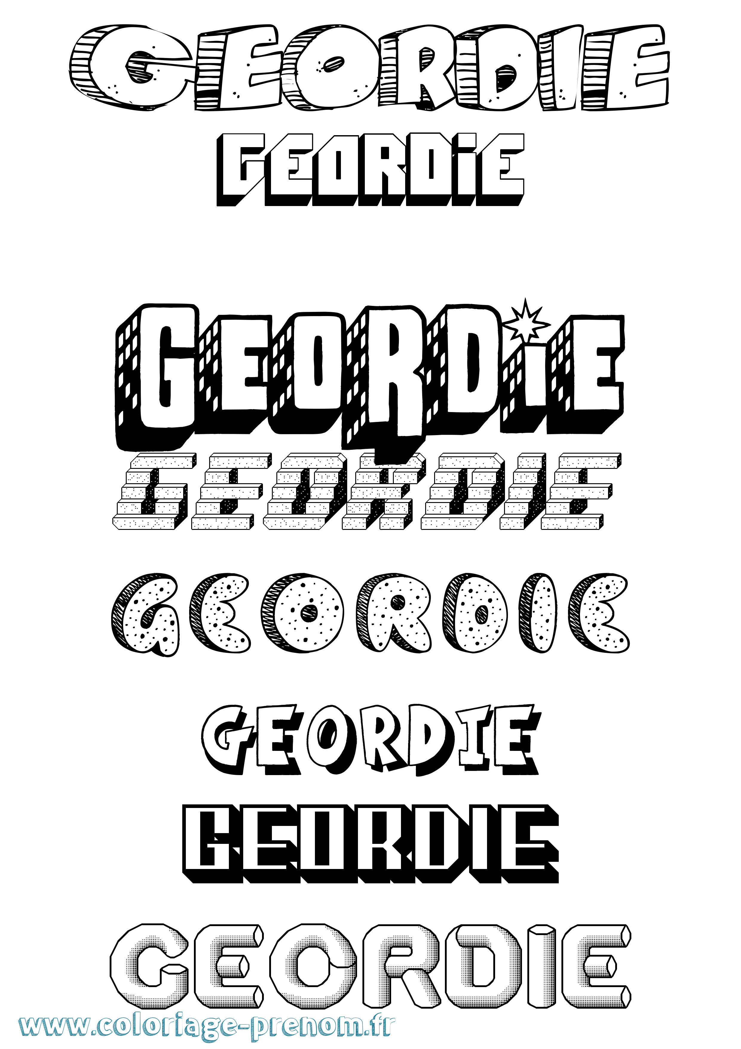 Coloriage Geordie Effet 3D Coloriage prénom Geordie Effet 3D