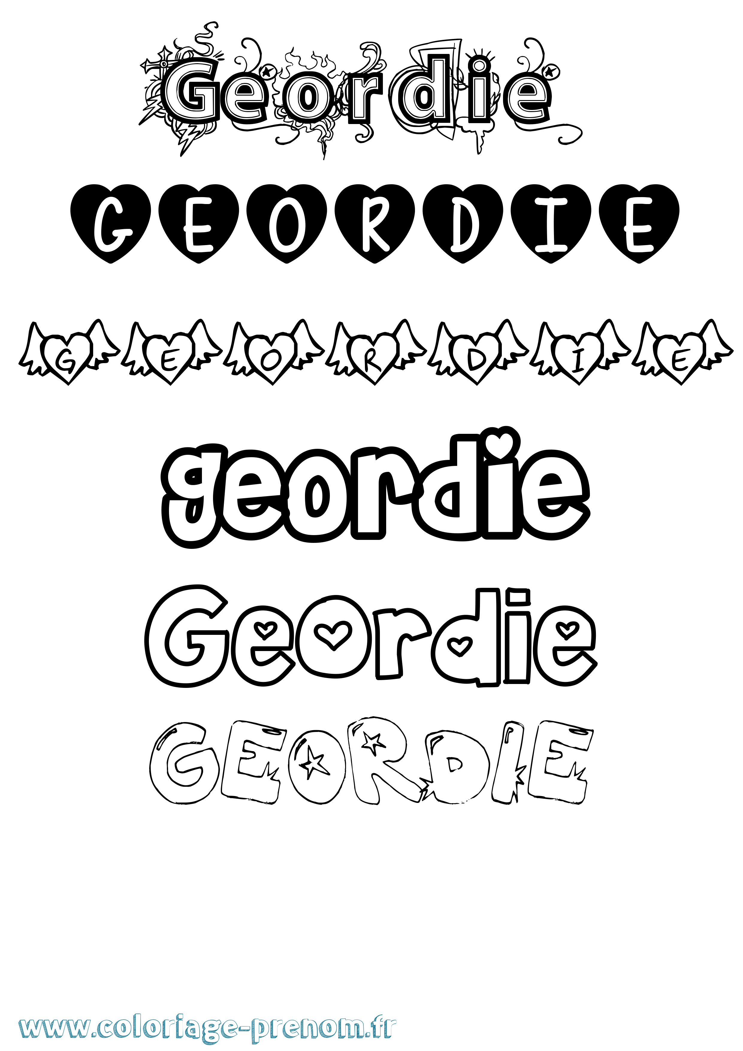Coloriage Geordie Girly Coloriage prénom Geordie Girly