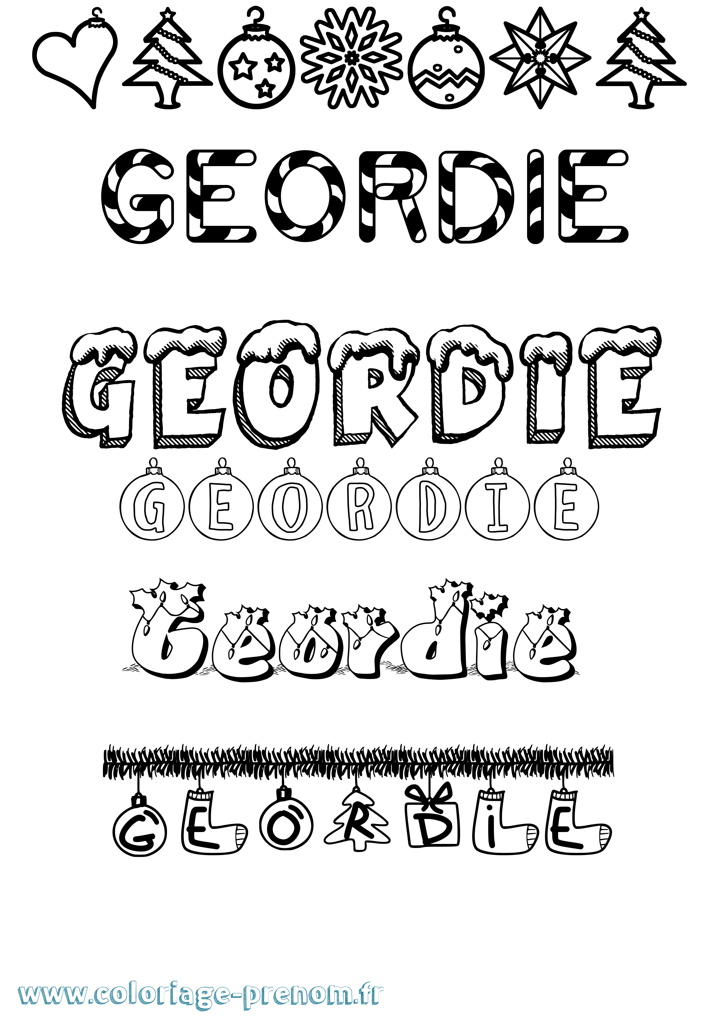 Coloriage Geordie Noël Coloriage prénom Geordie Noël
