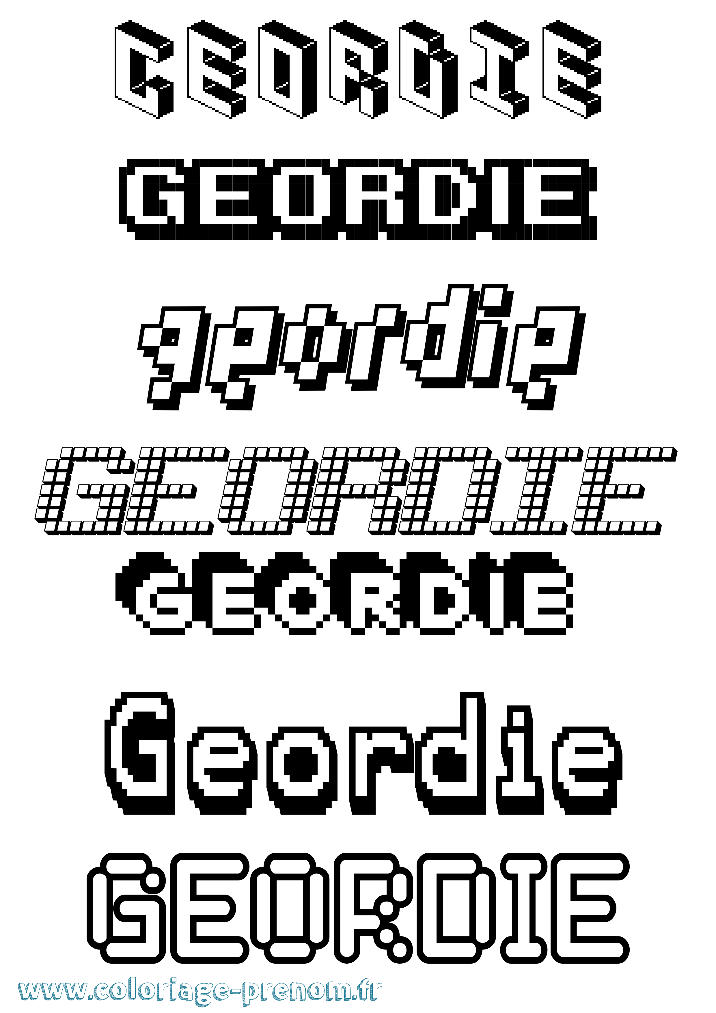 Coloriage Geordie Pixel Coloriage prénom Geordie Pixel