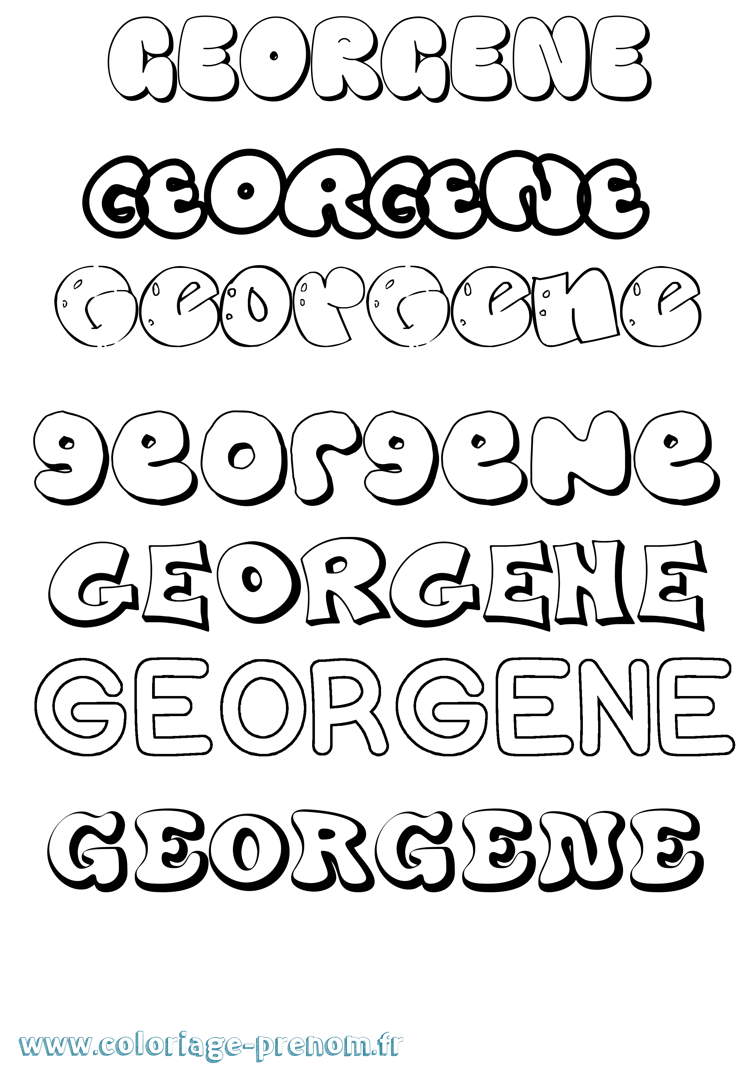 Coloriage Georgene Bubble Coloriage prénom Georgene Bubble