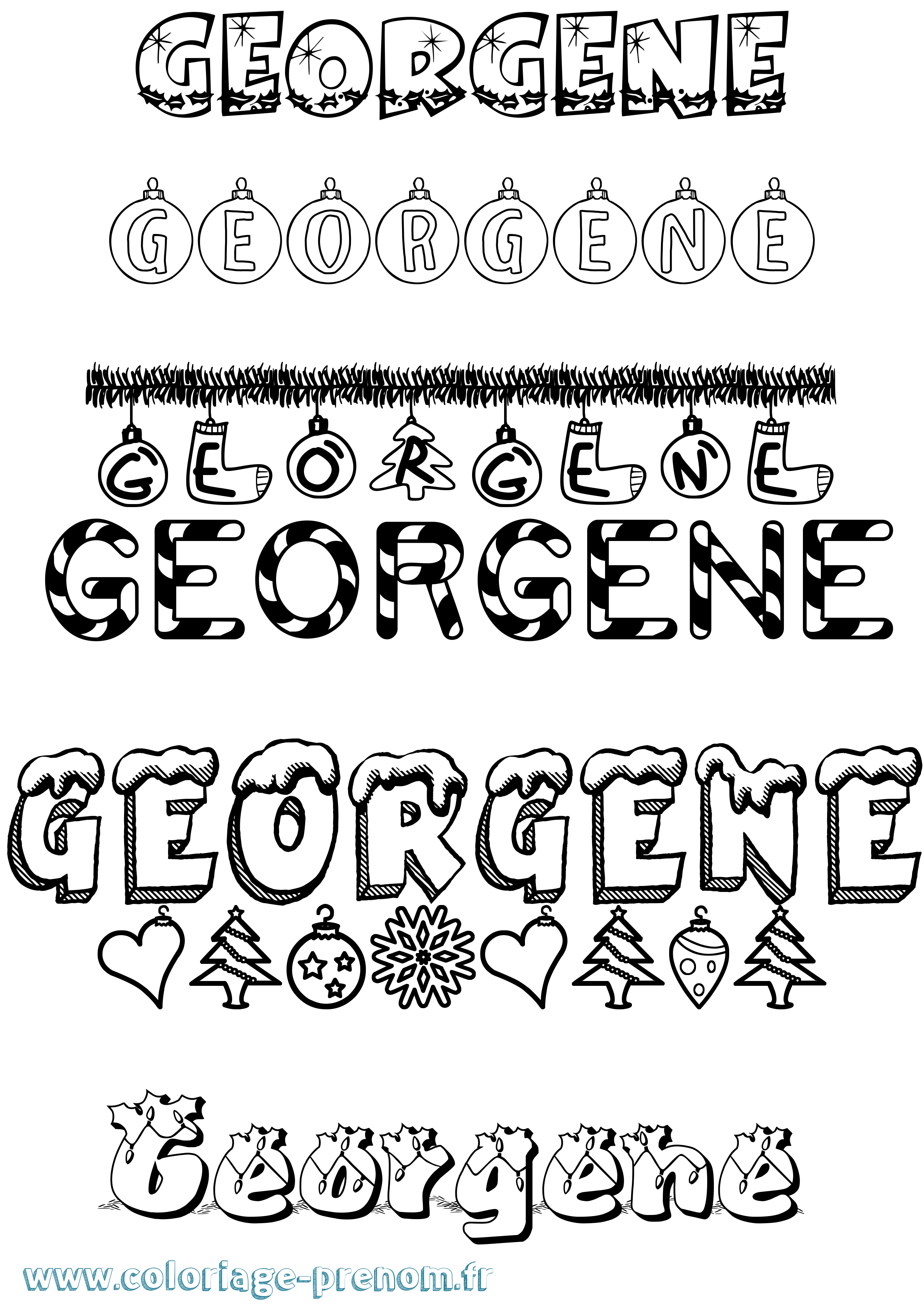 Coloriage Georgene Noël Coloriage prénom Georgene Noël