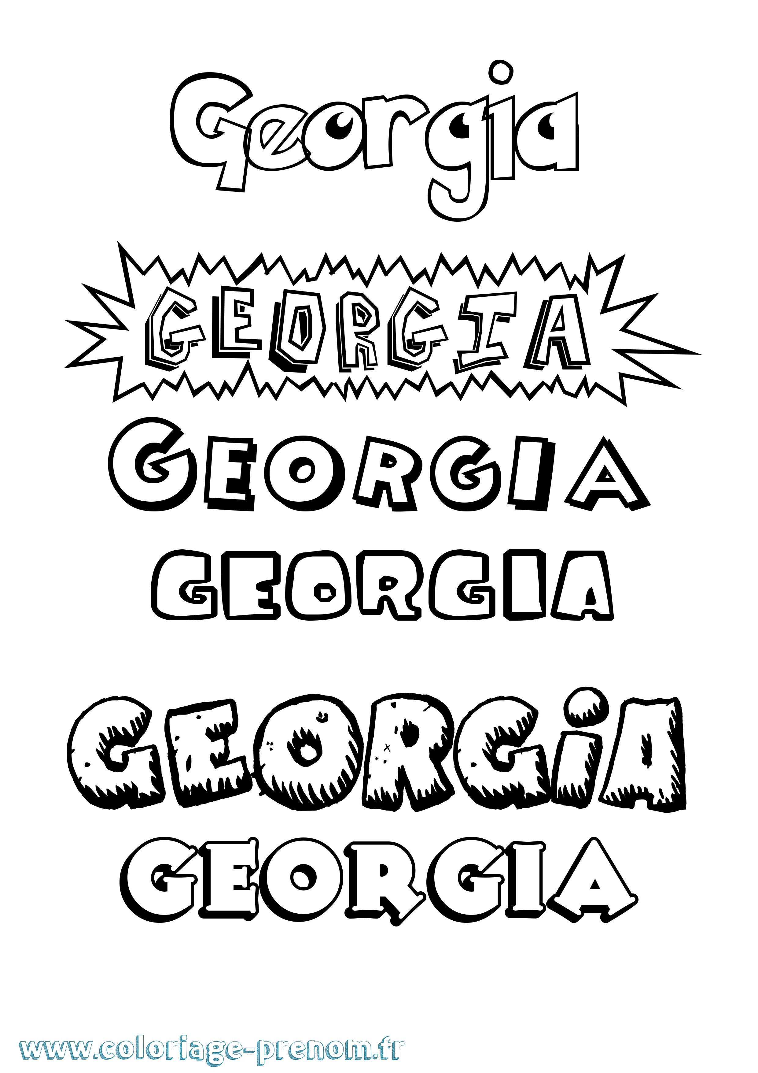 Coloriage Georgia Dessin Animé Coloriage prénom Georgia Dessin Animé