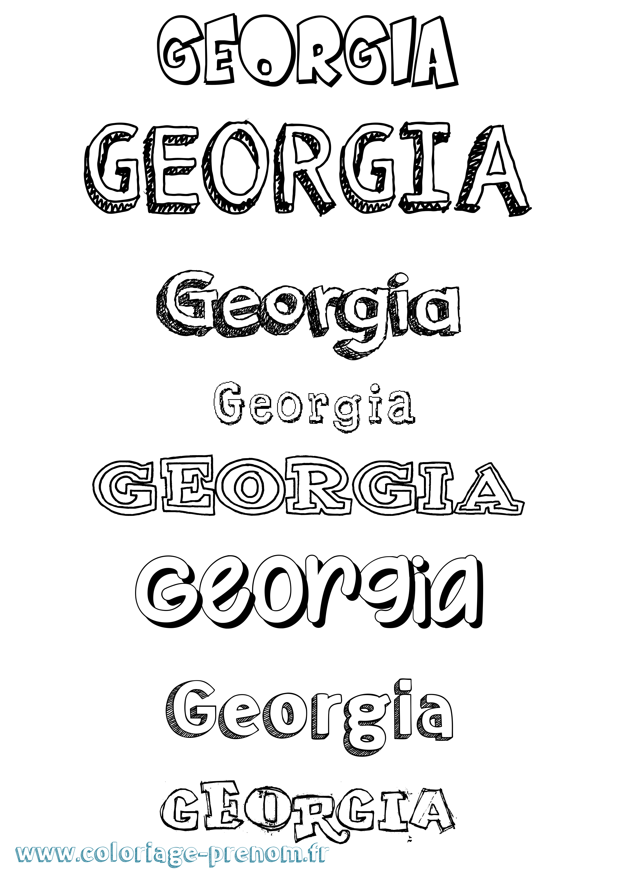 Coloriage Georgia Dessiné Coloriage prénom Georgia Dessiné