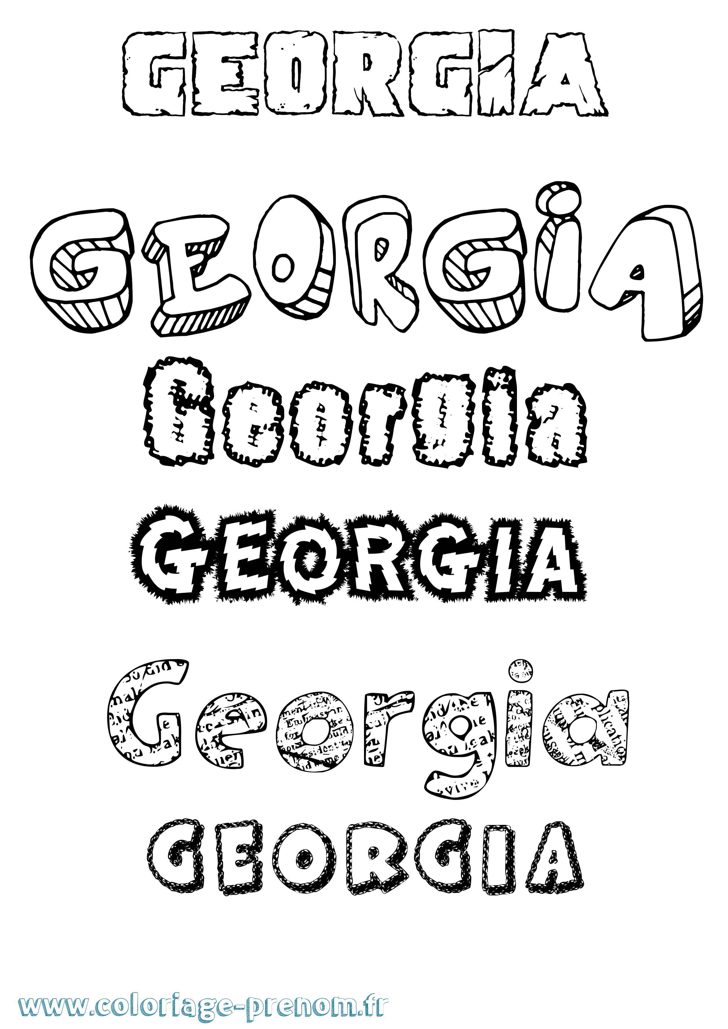 Coloriage Georgia Destructuré Coloriage prénom Georgia Destructuré