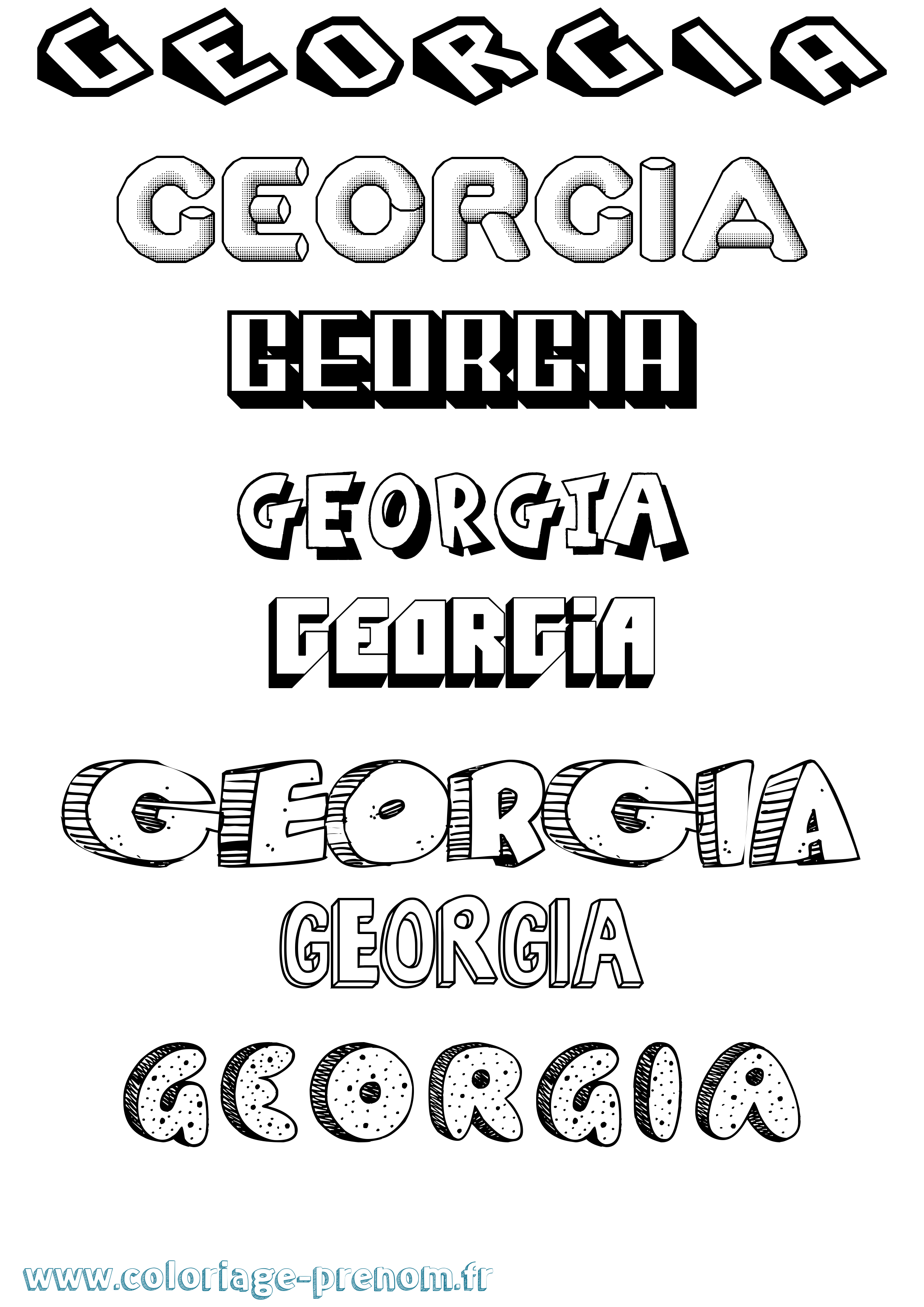 Coloriage Georgia Effet 3D Coloriage prénom Georgia Effet 3D