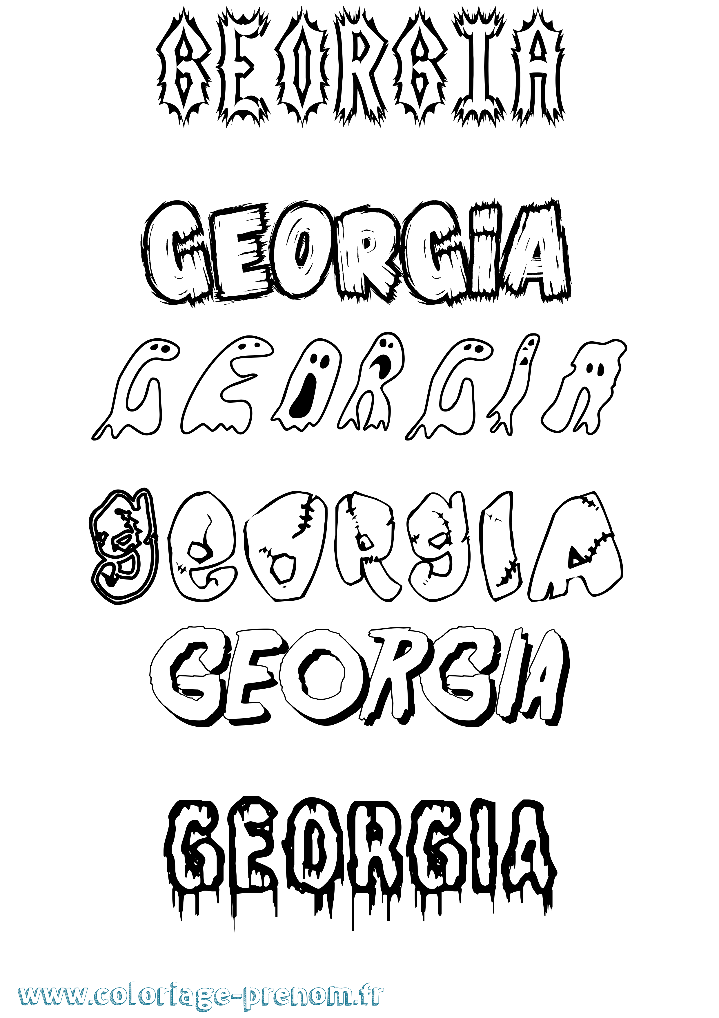 Coloriage Georgia Frisson Coloriage prénom Georgia Frisson