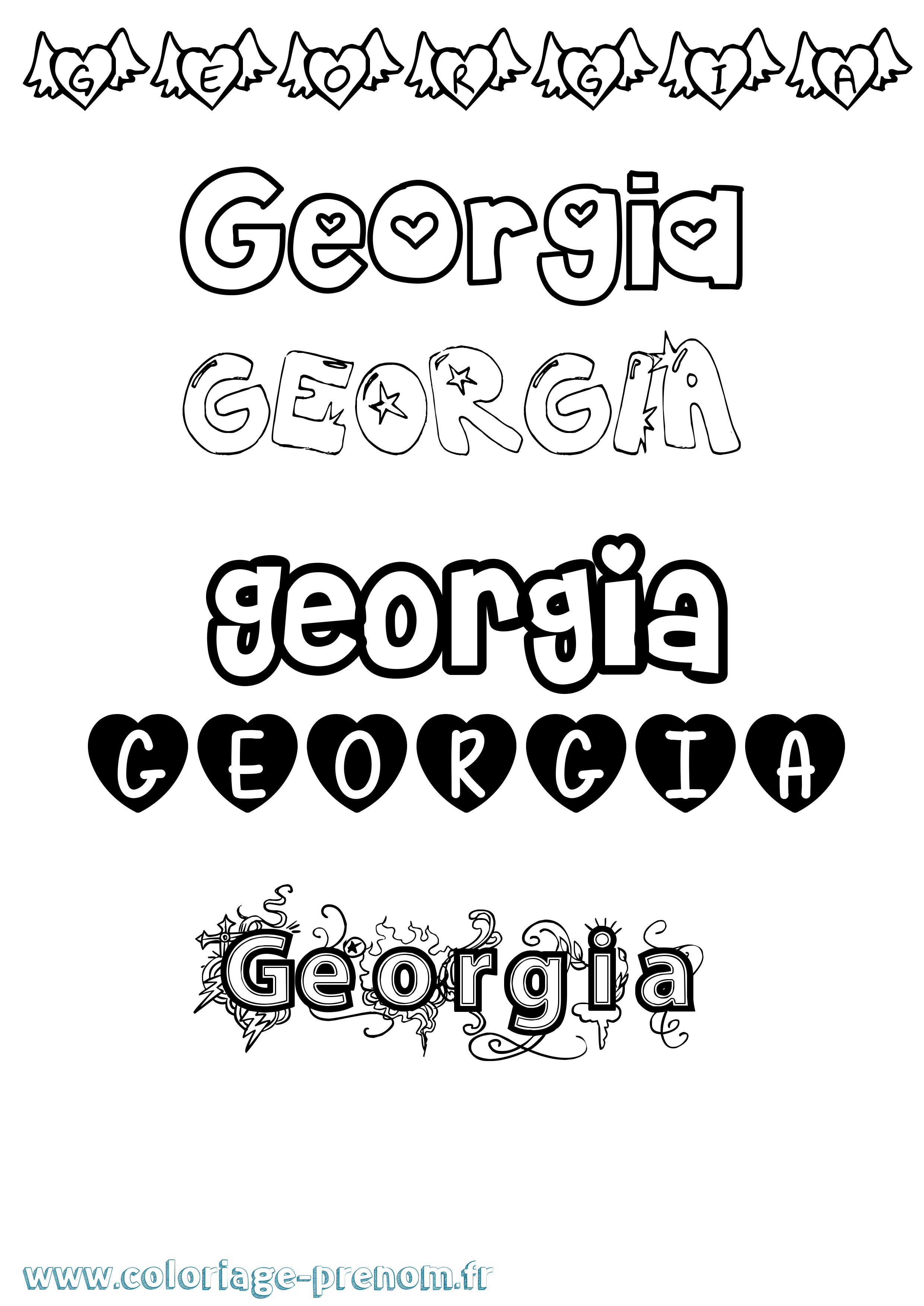 Coloriage Georgia Girly Coloriage prénom Georgia Girly