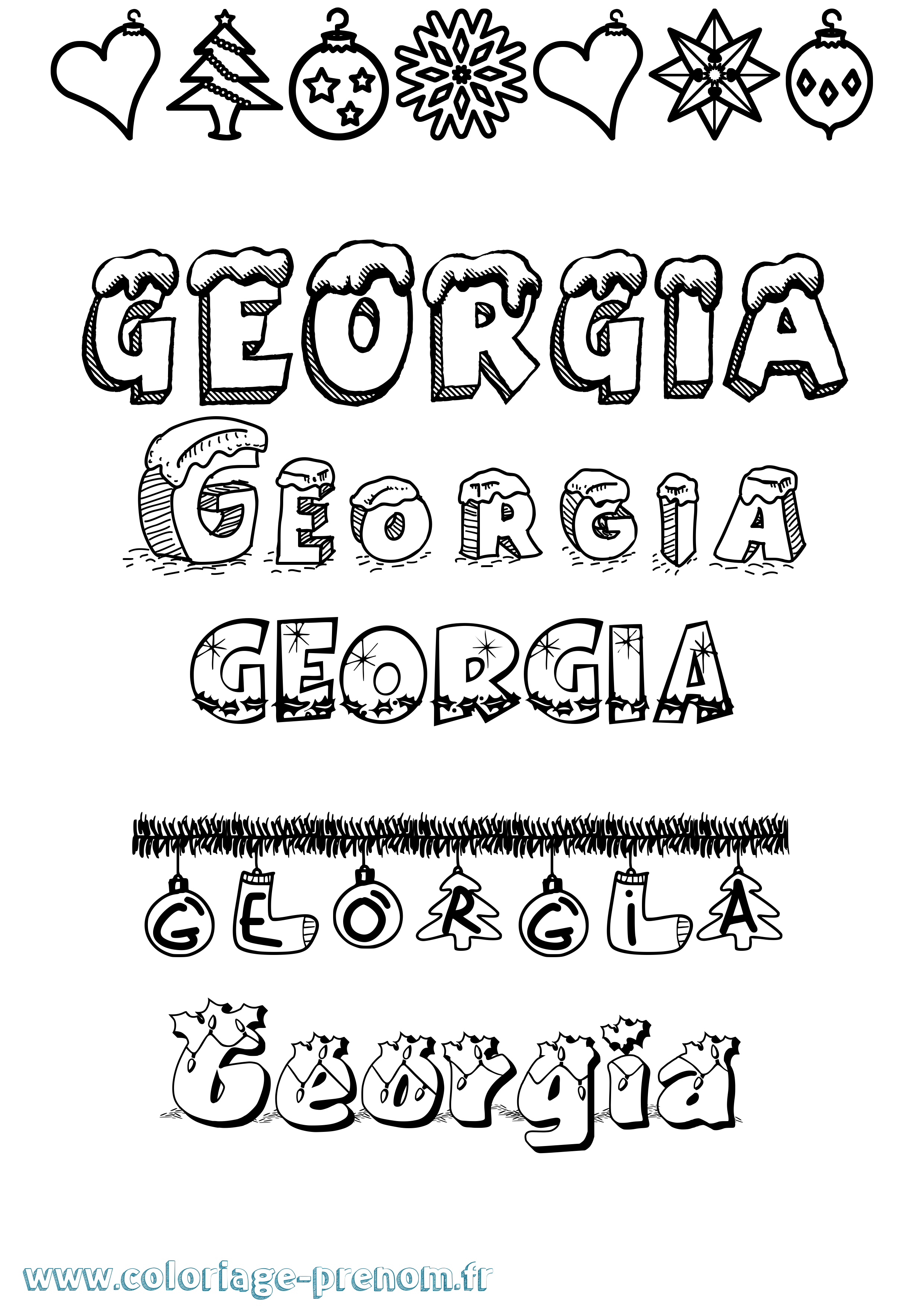 Coloriage Georgia Noël Coloriage prénom Georgia Noël