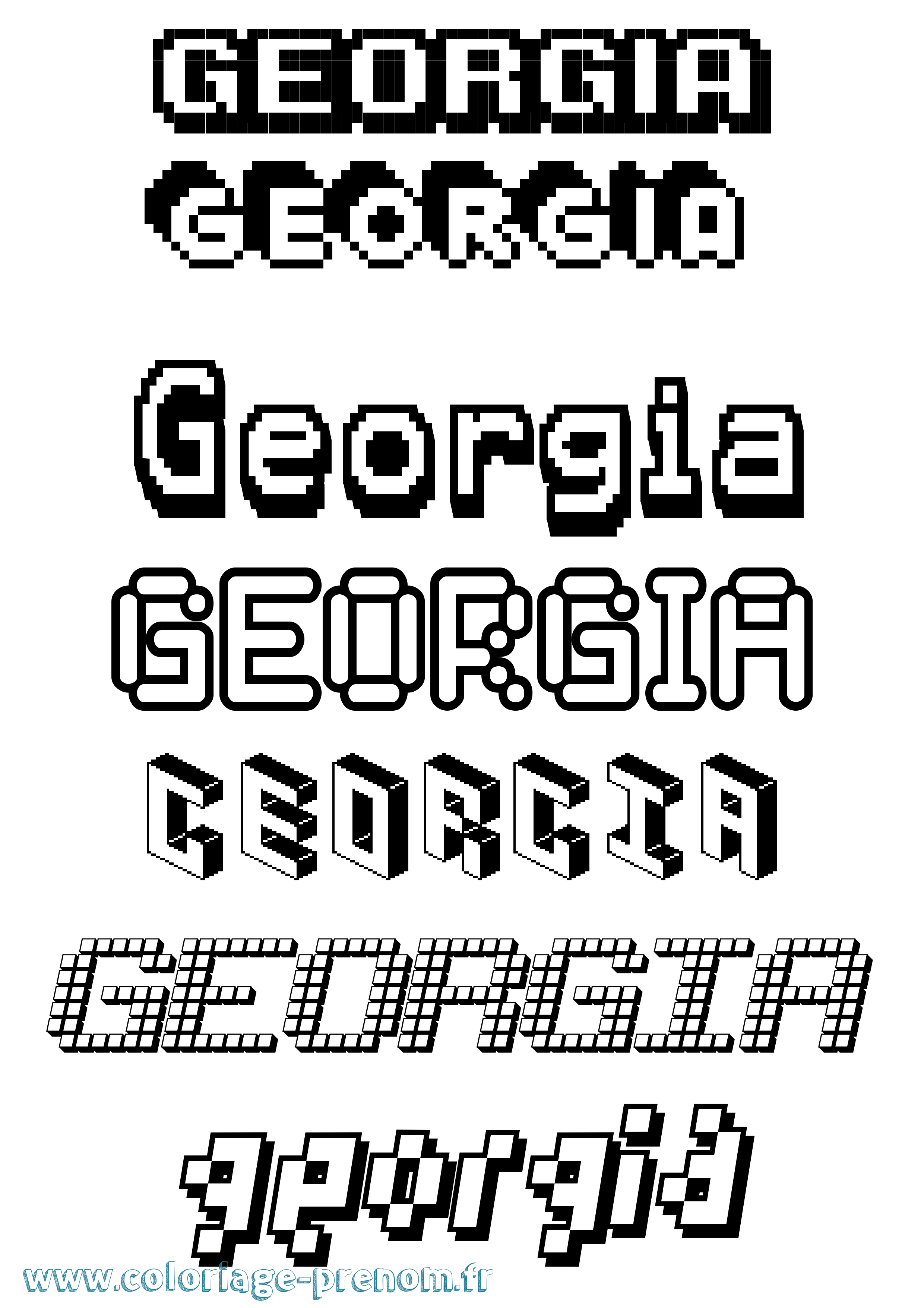 Coloriage Georgia Pixel Coloriage prénom Georgia Pixel