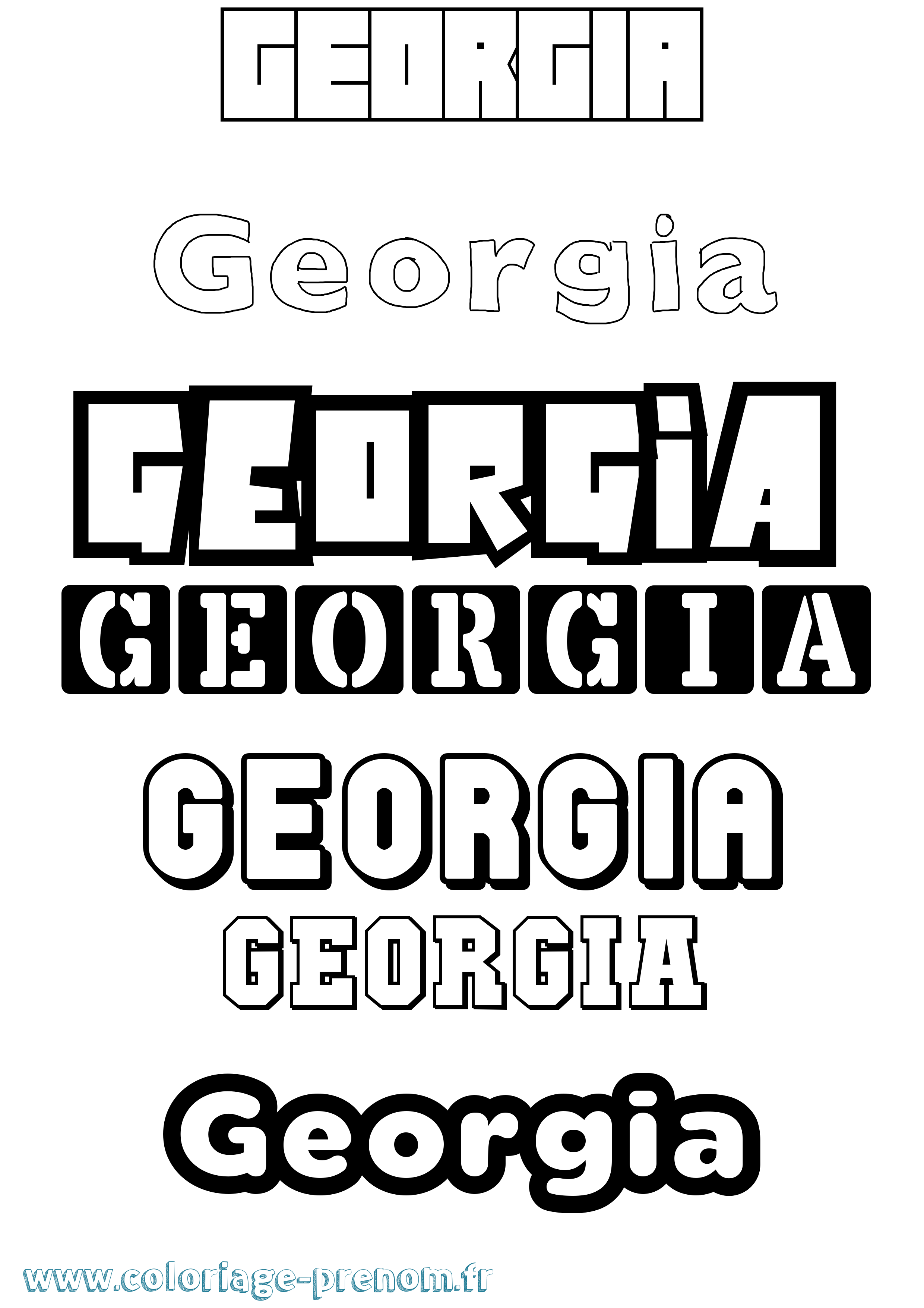 Coloriage Georgia Simple Coloriage prénom Georgia Simple