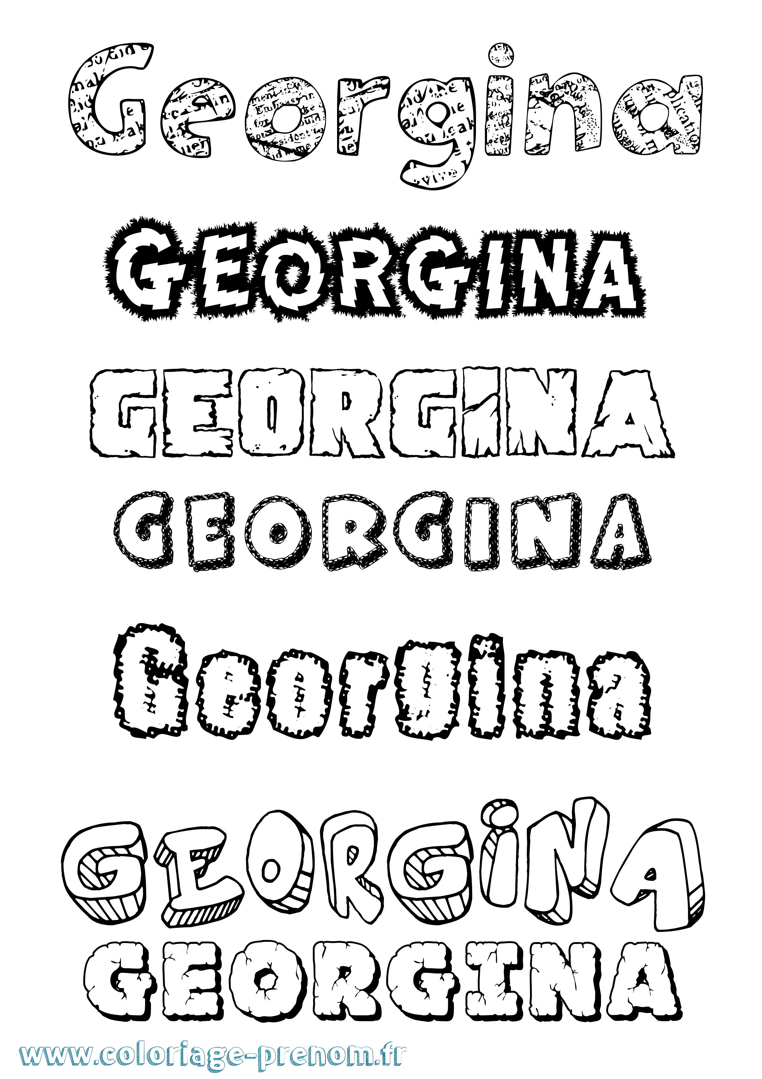 Coloriage Georgina Destructuré Coloriage prénom Georgina Destructuré