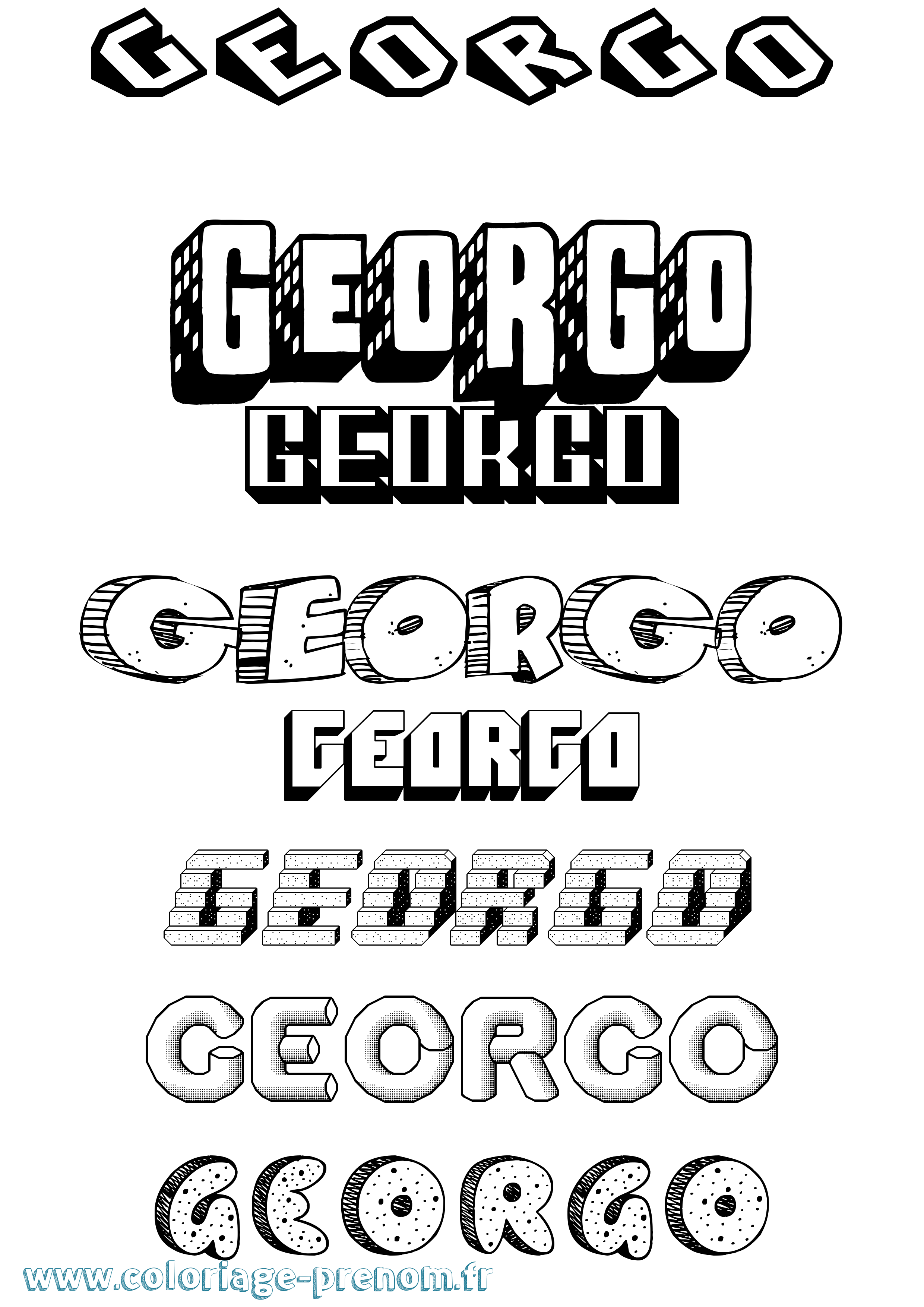 Coloriage Georgo Effet 3D Coloriage prénom Georgo Effet 3D