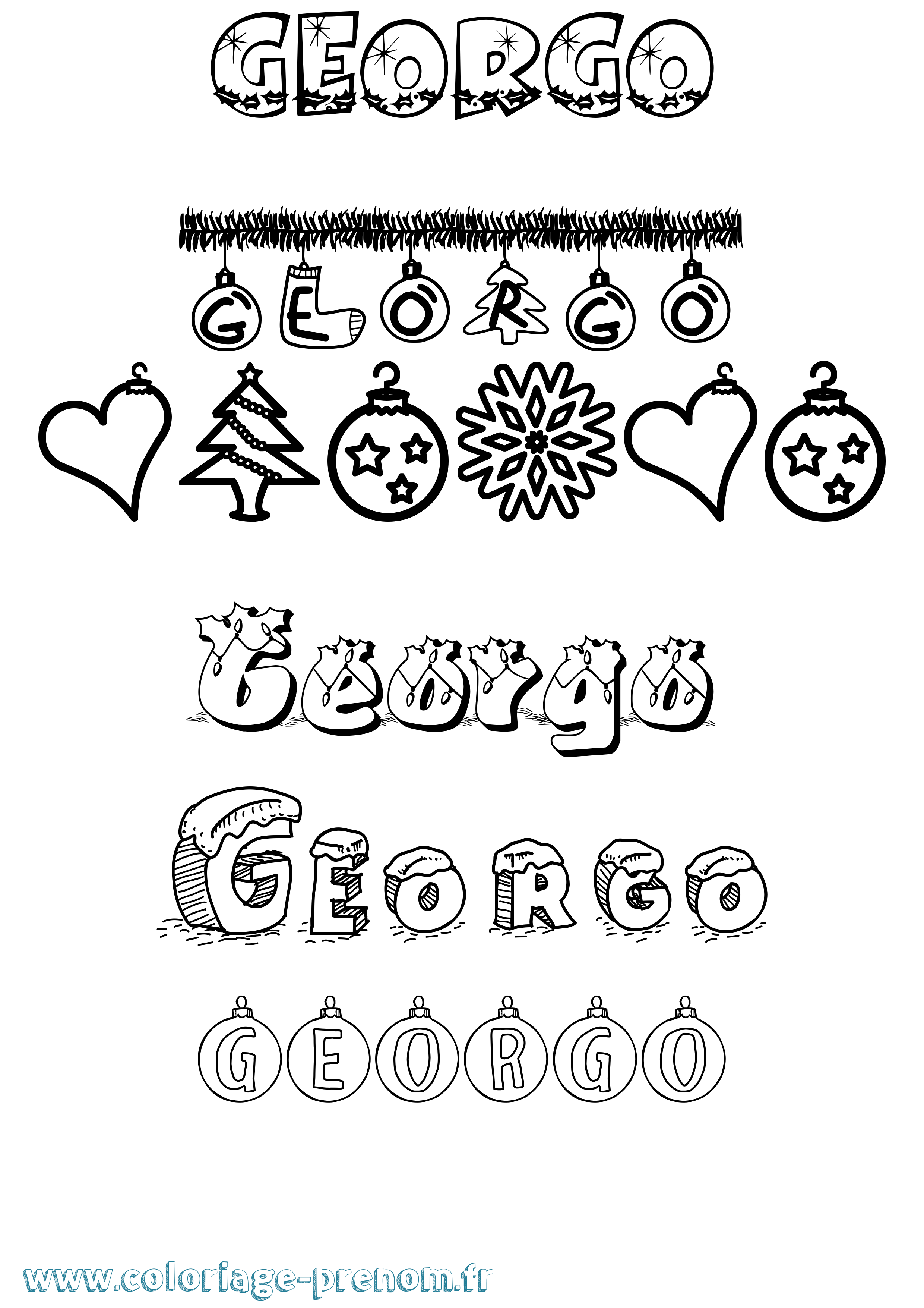 Coloriage Georgo Noël Coloriage prénom Georgo Noël