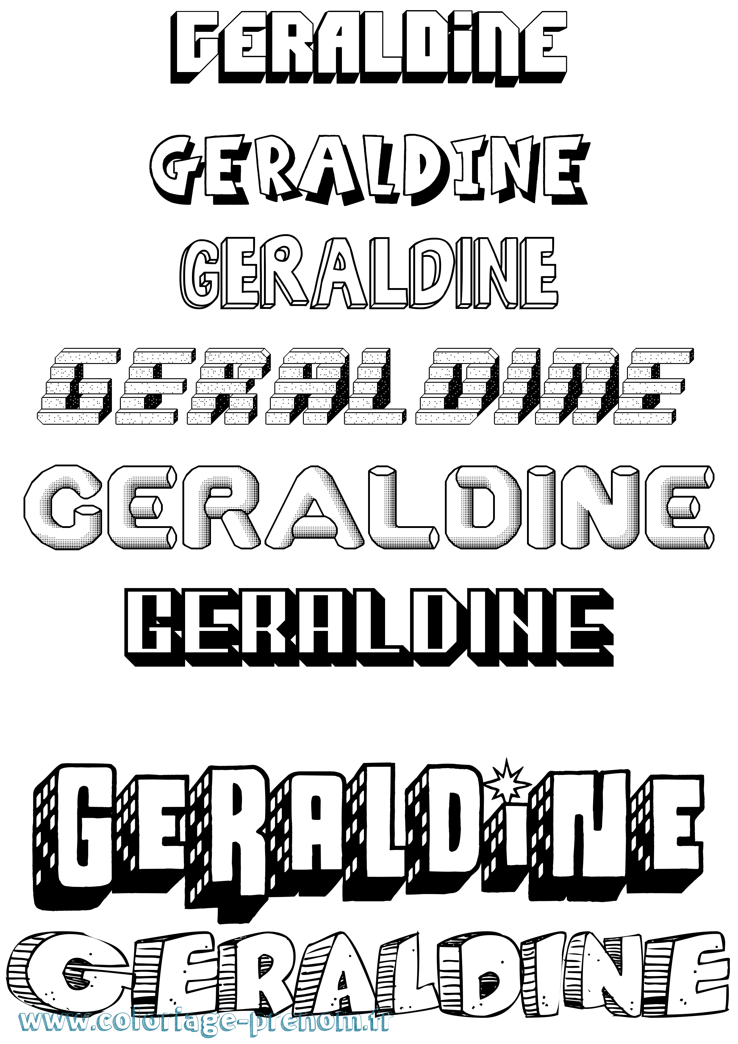 Coloriage Geraldine Effet 3D Coloriage prénom Geraldine Effet 3D