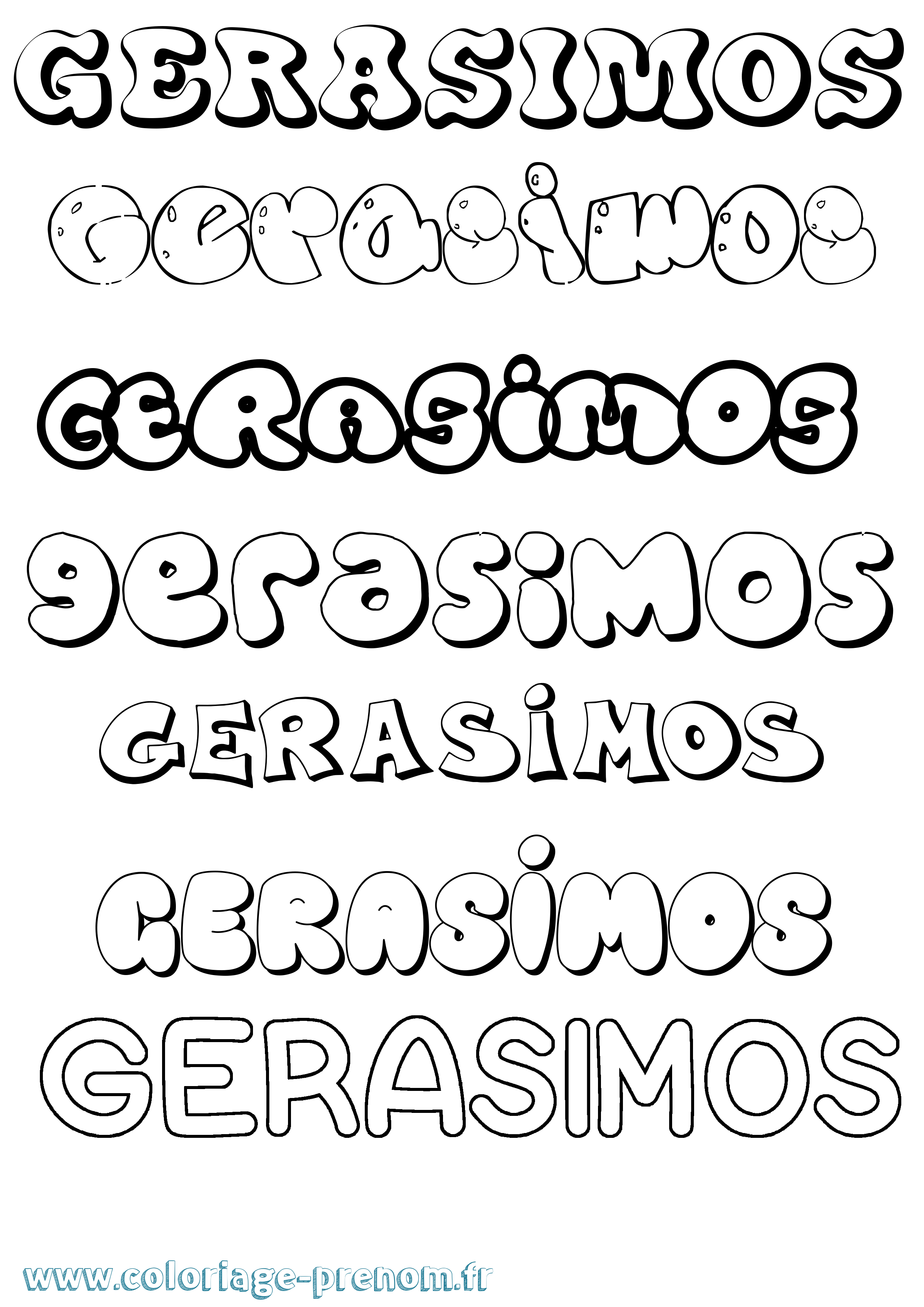 Coloriage Gerasimos Bubble Coloriage prénom Gerasimos Bubble