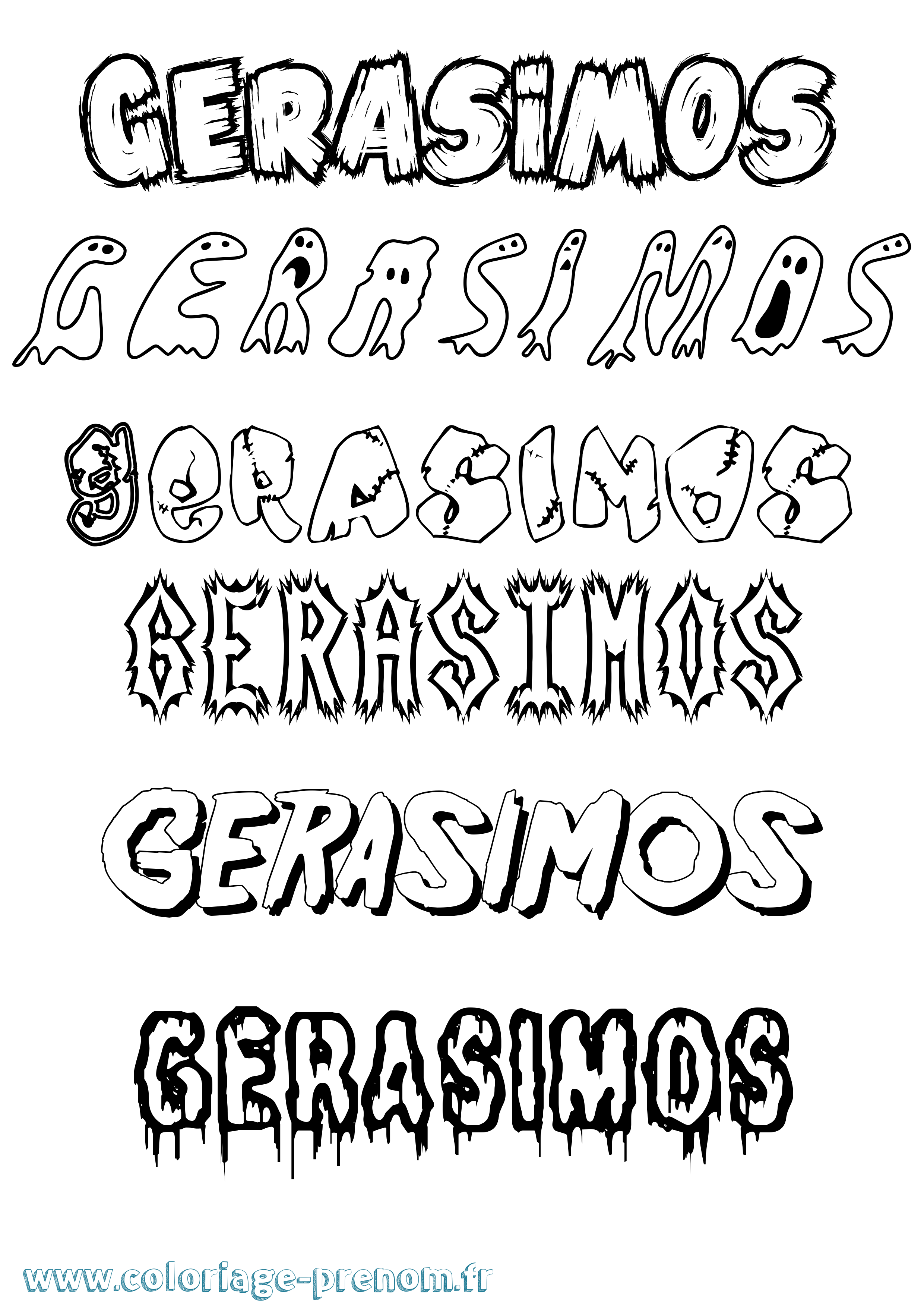 Coloriage Gerasimos Frisson Coloriage prénom Gerasimos Frisson