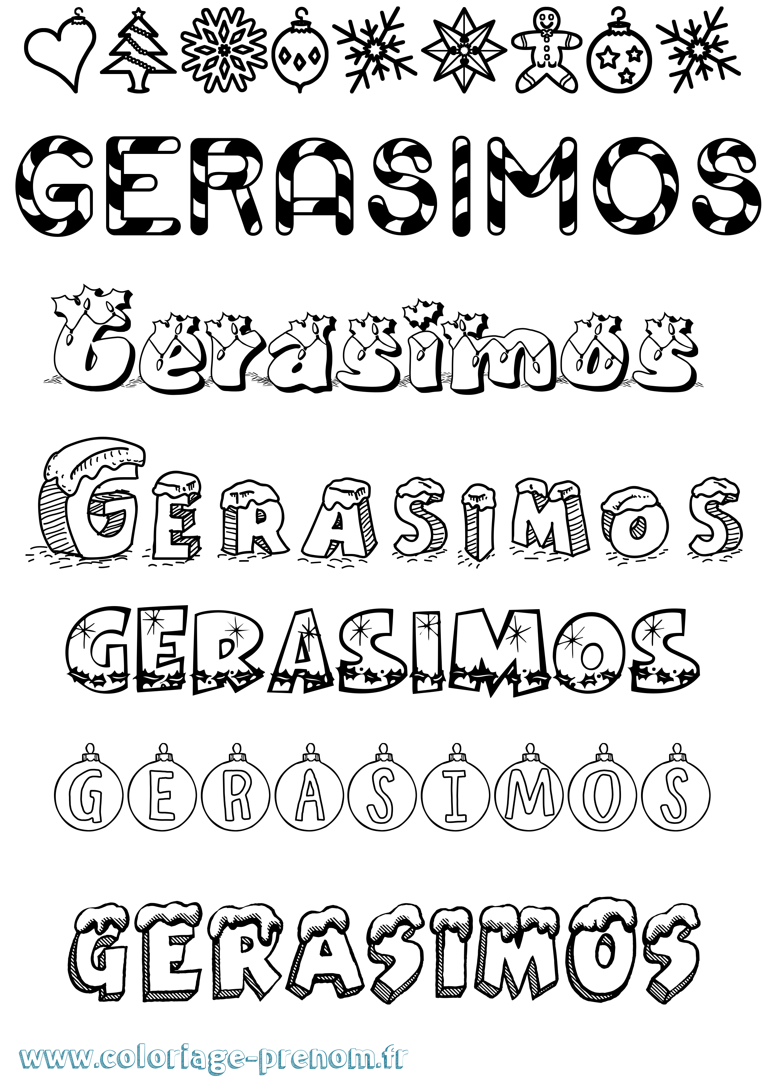 Coloriage Gerasimos Noël Coloriage prénom Gerasimos Noël