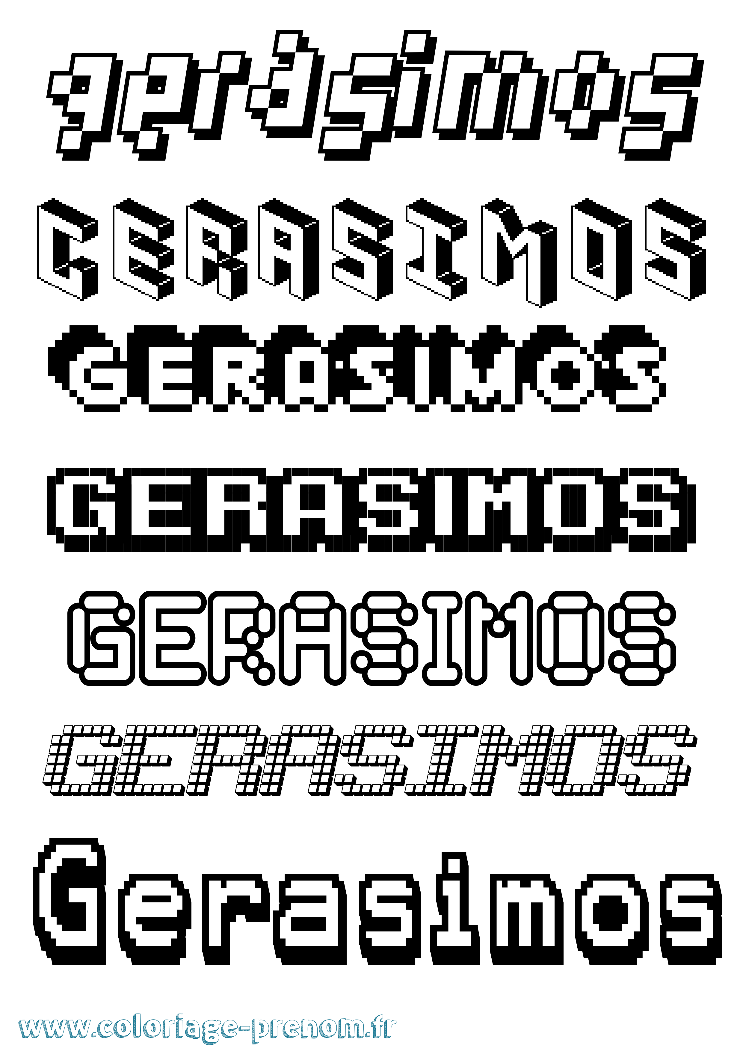 Coloriage Gerasimos Pixel Coloriage prénom Gerasimos Pixel