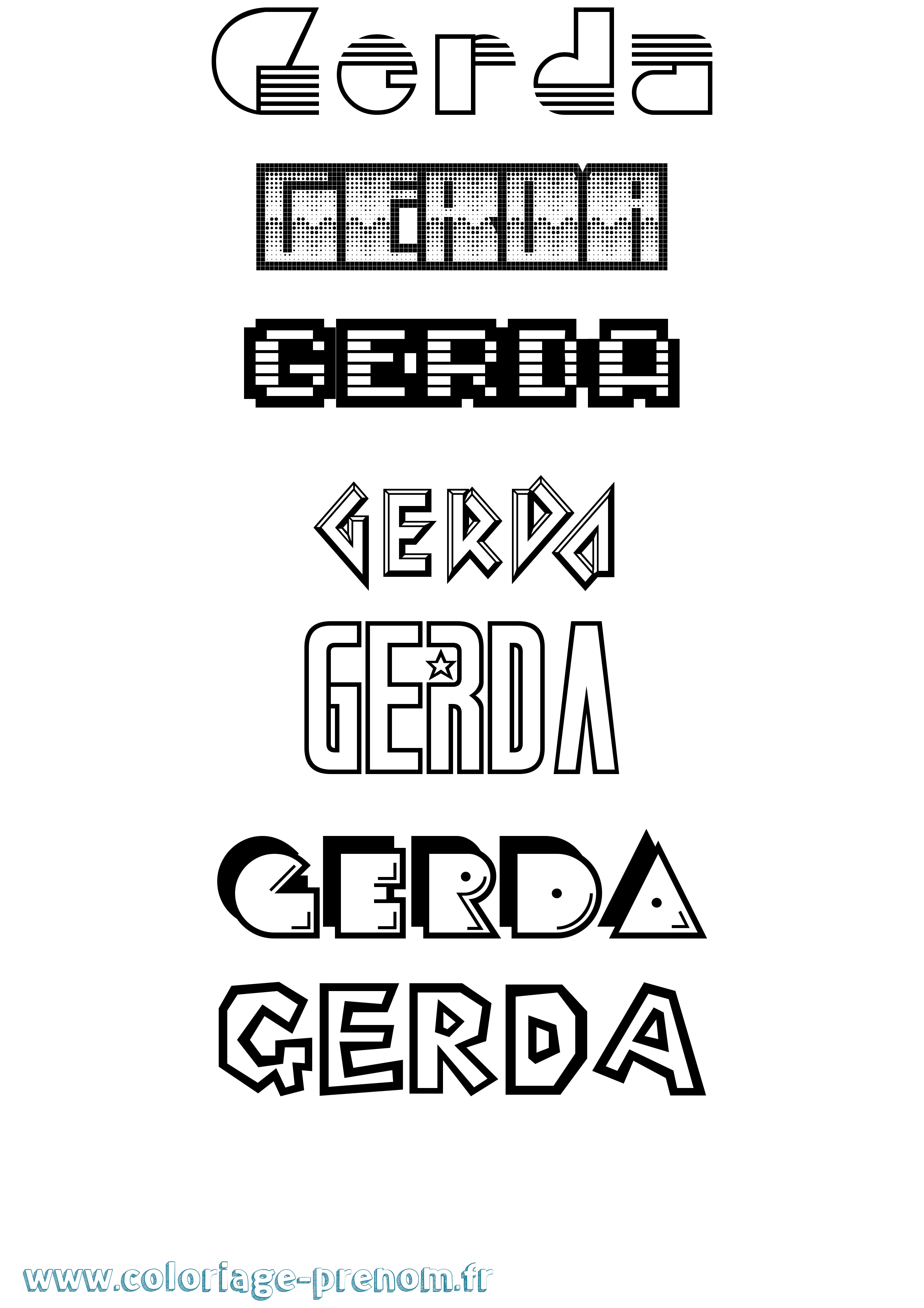 Coloriage Gerda Jeux Vidéos Coloriage prénom Gerda Jeux Vidéos