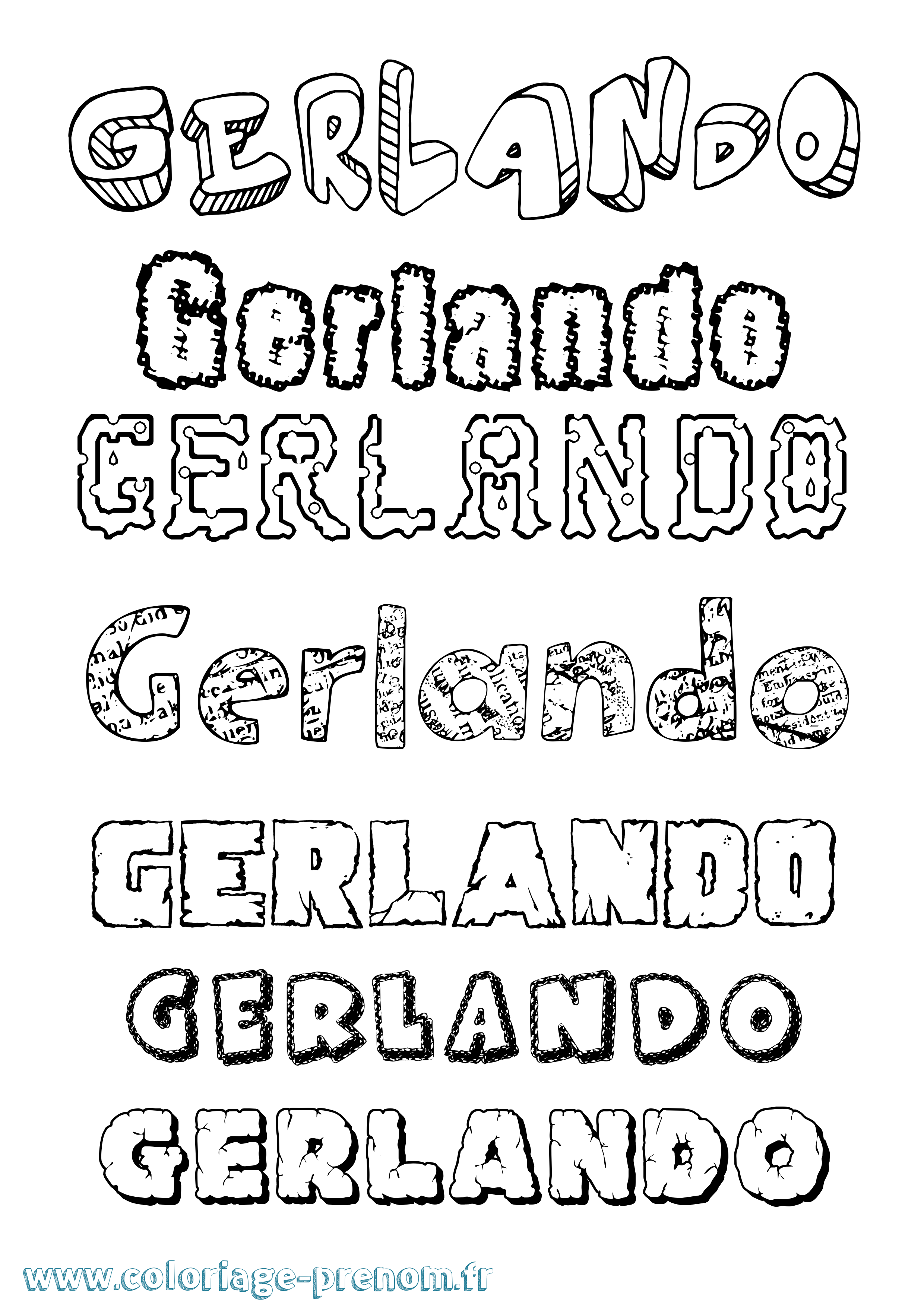 Coloriage Gerlando Destructuré Coloriage prénom Gerlando Destructuré