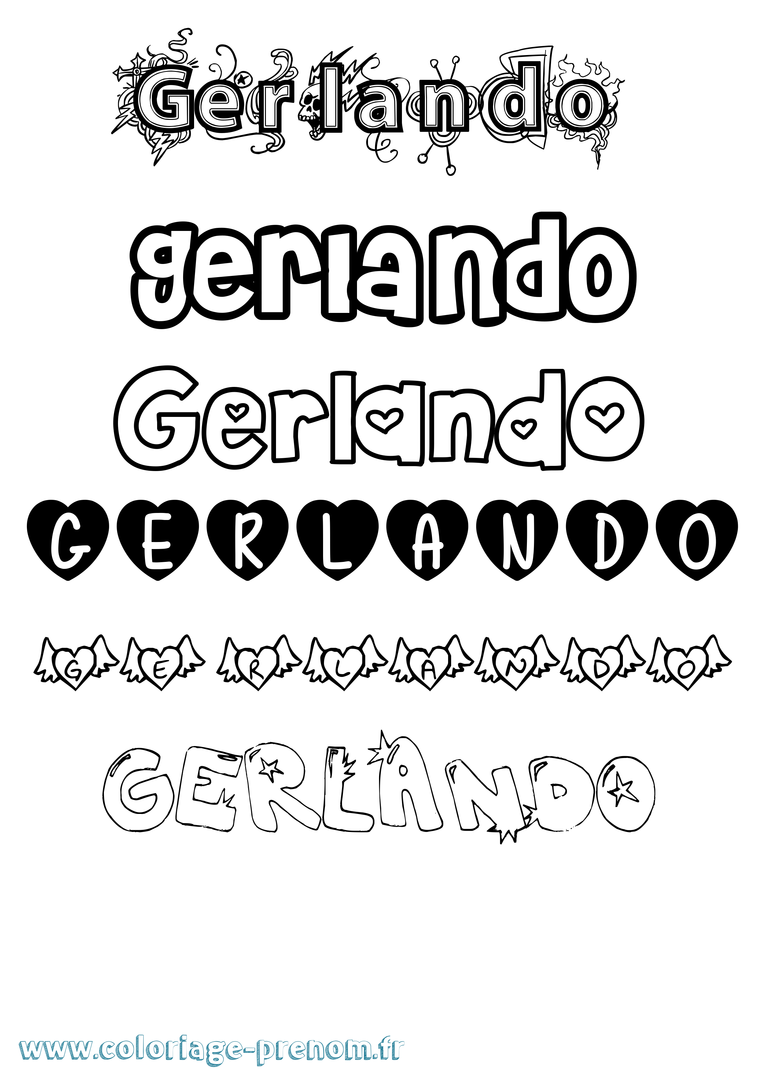 Coloriage Gerlando Girly Coloriage prénom Gerlando Girly