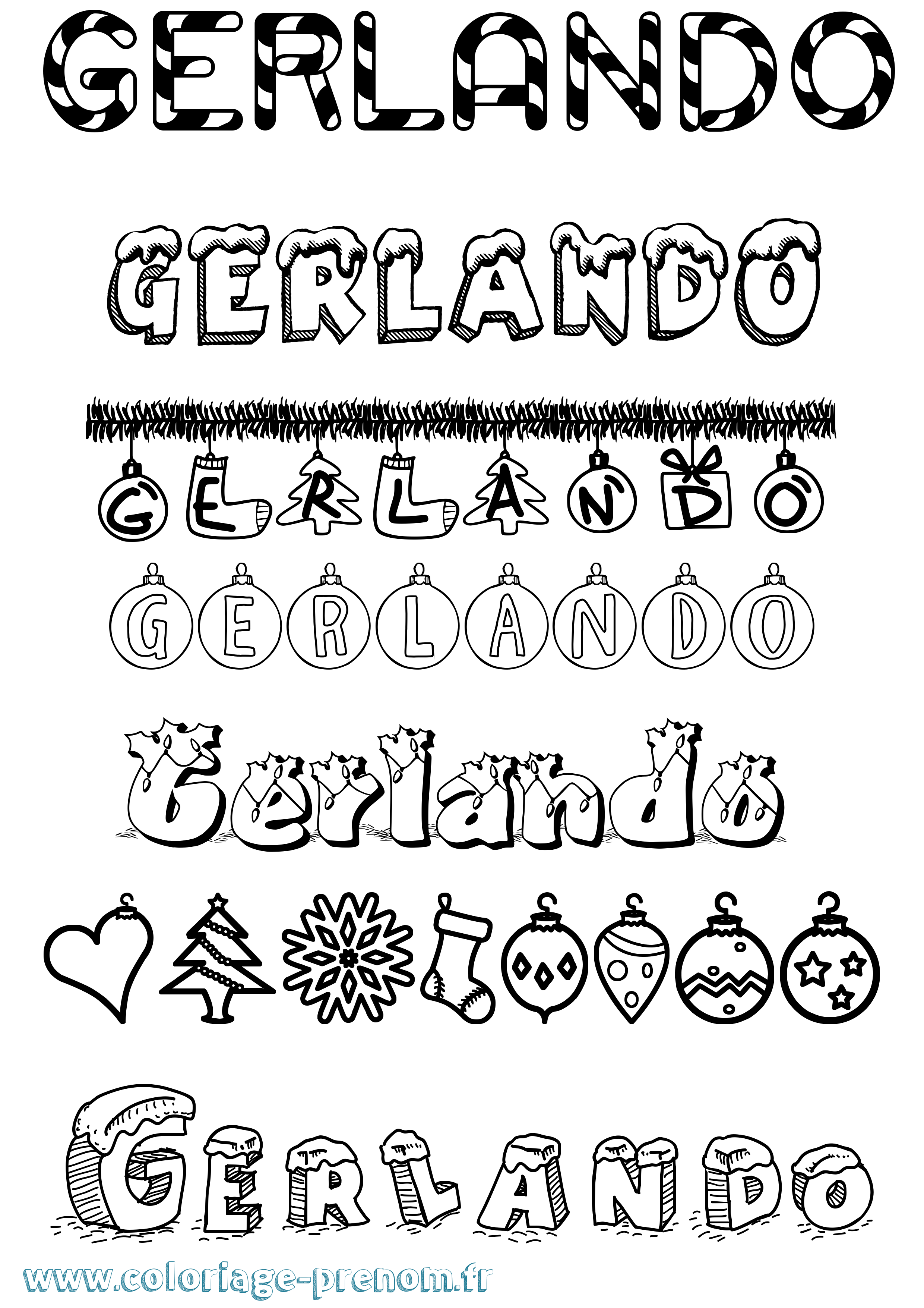 Coloriage Gerlando Noël Coloriage prénom Gerlando Noël