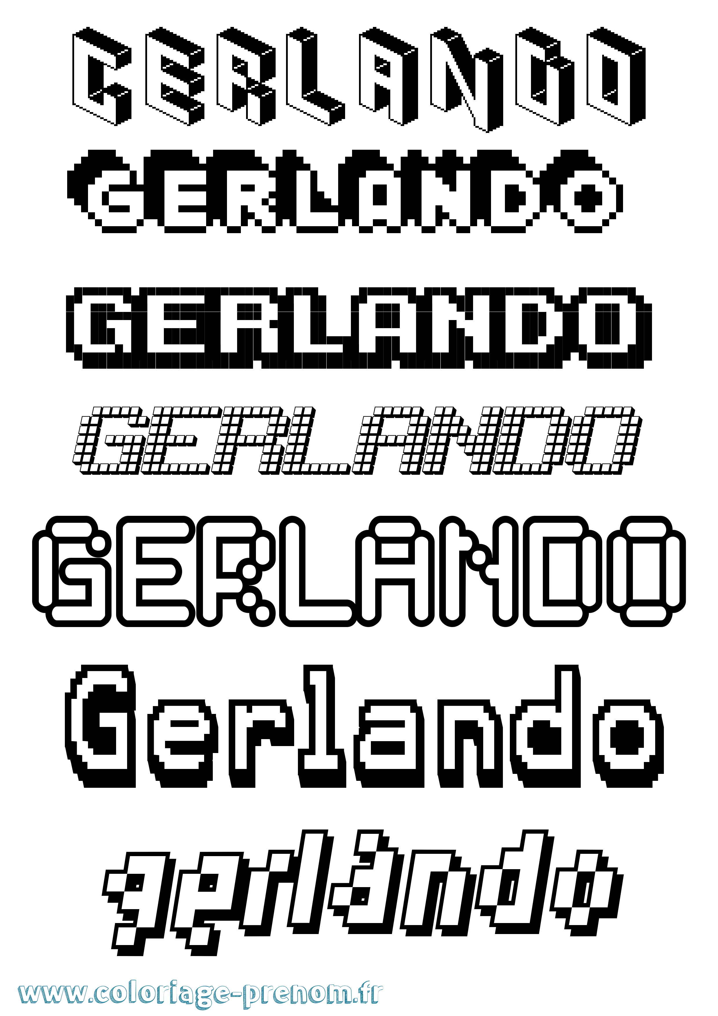 Coloriage Gerlando Pixel Coloriage prénom Gerlando Pixel