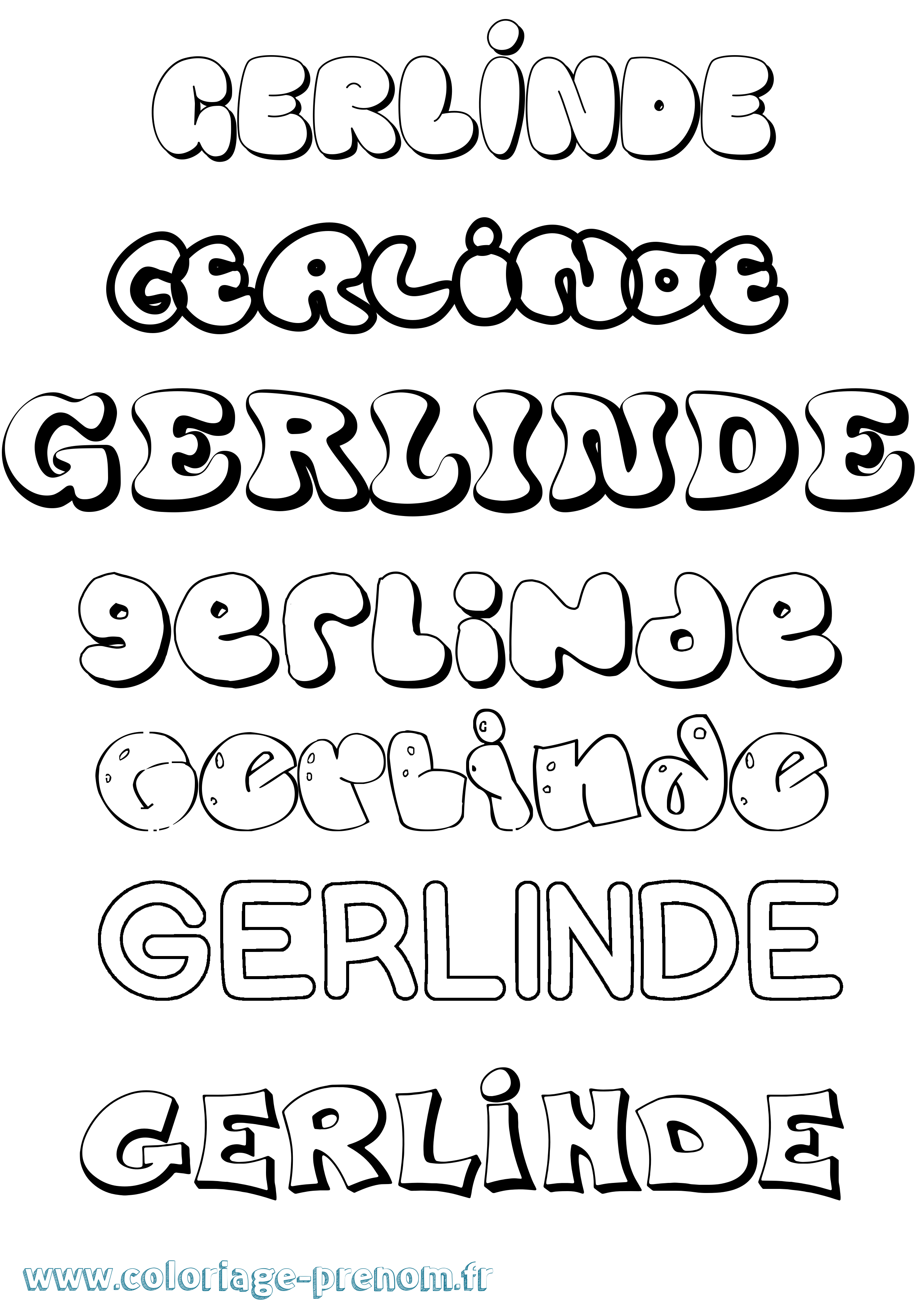 Coloriage Gerlinde Bubble Coloriage prénom Gerlinde Bubble